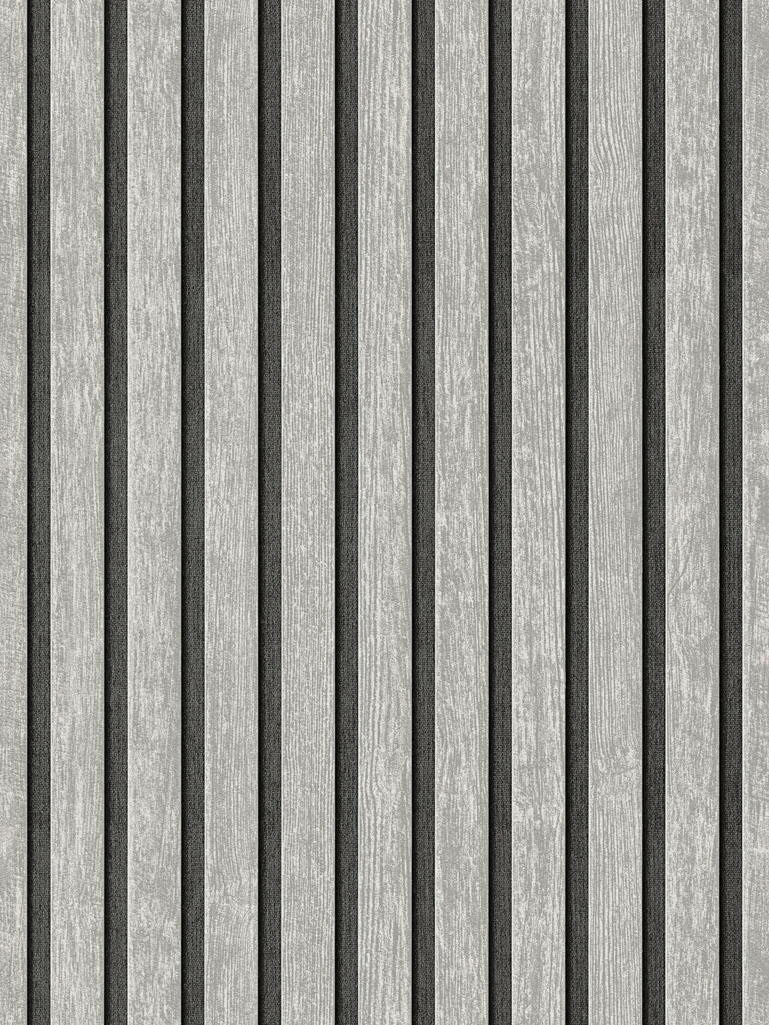 Acoustic panels as non-woven wallpaper - wood stripe look in a timeless trend design - grey