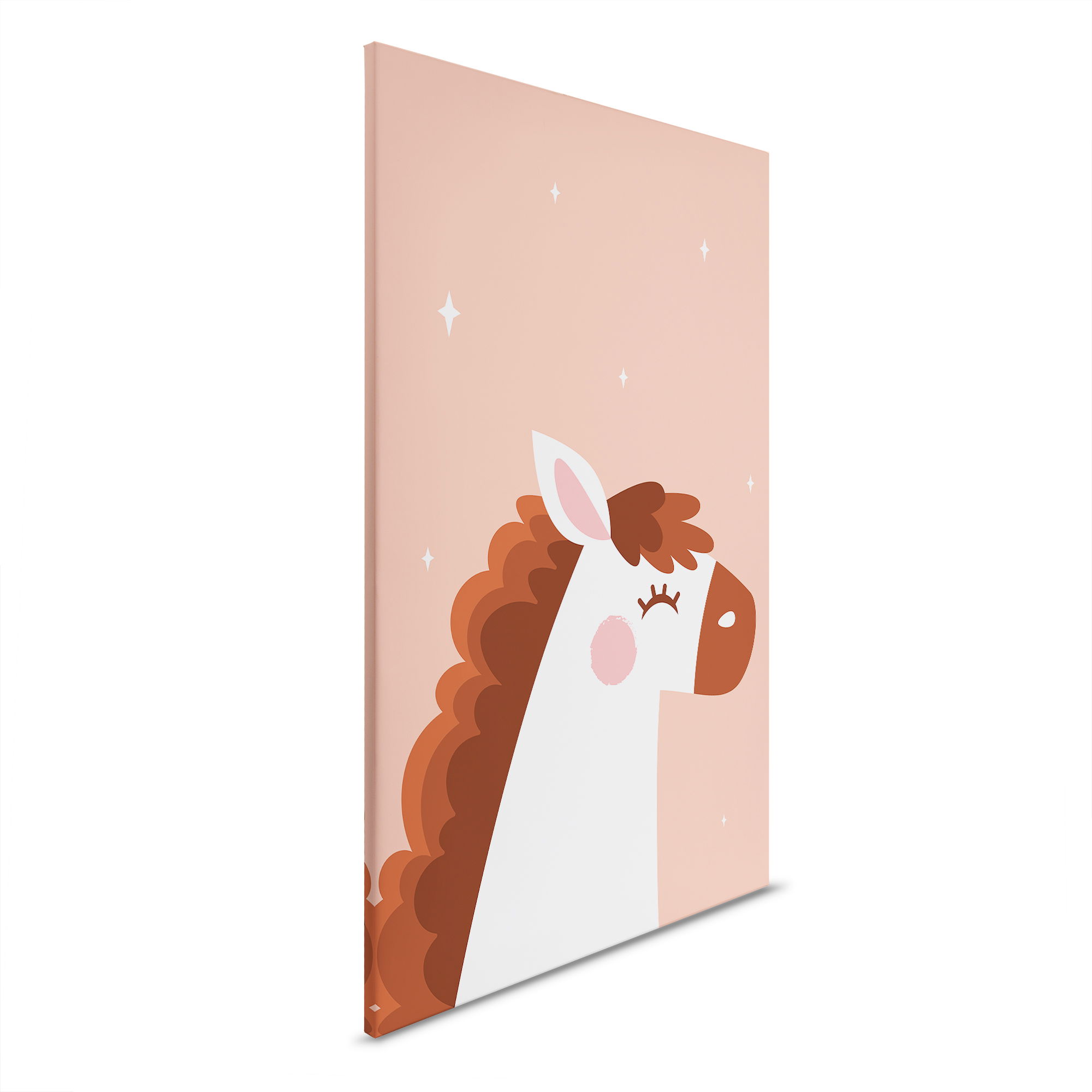         Kinderzimmer Leinwandbild traumhaftes Pferd - Minimalistisches Tier-Motiv – 30 x 45 cm - Rosa, Weiss
    
