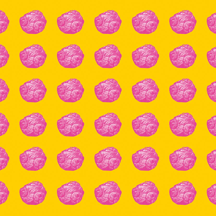         Pink Lemonade" photo wallpaper - cheerful dot design on yellow, fine surface - yellow, pink
    