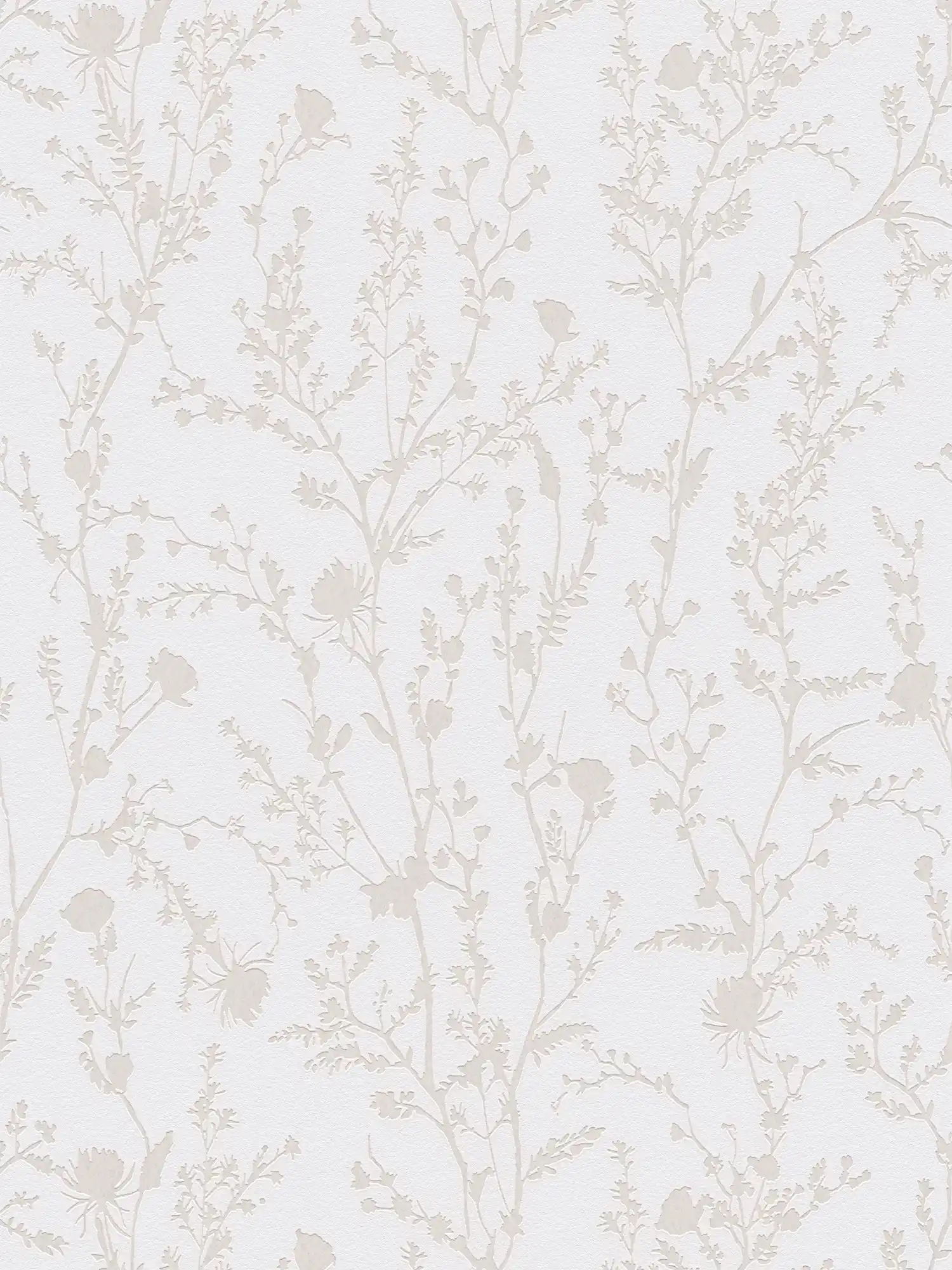         Non-woven wallpaper with floral pattern - light grey, white
    