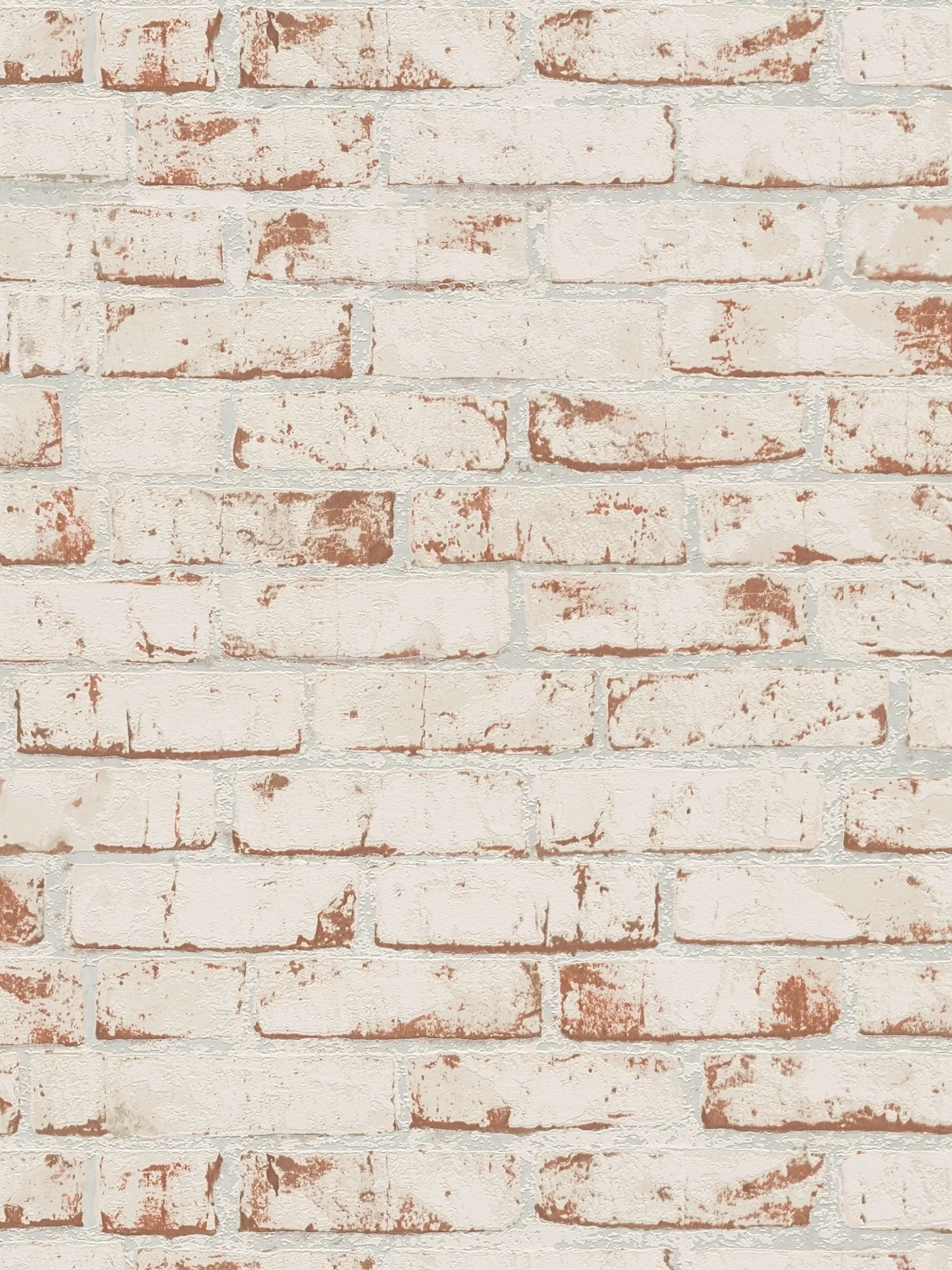 Stone-effect wallpaper with rustic brick wall &amp; 3D effect - red, brown, beige