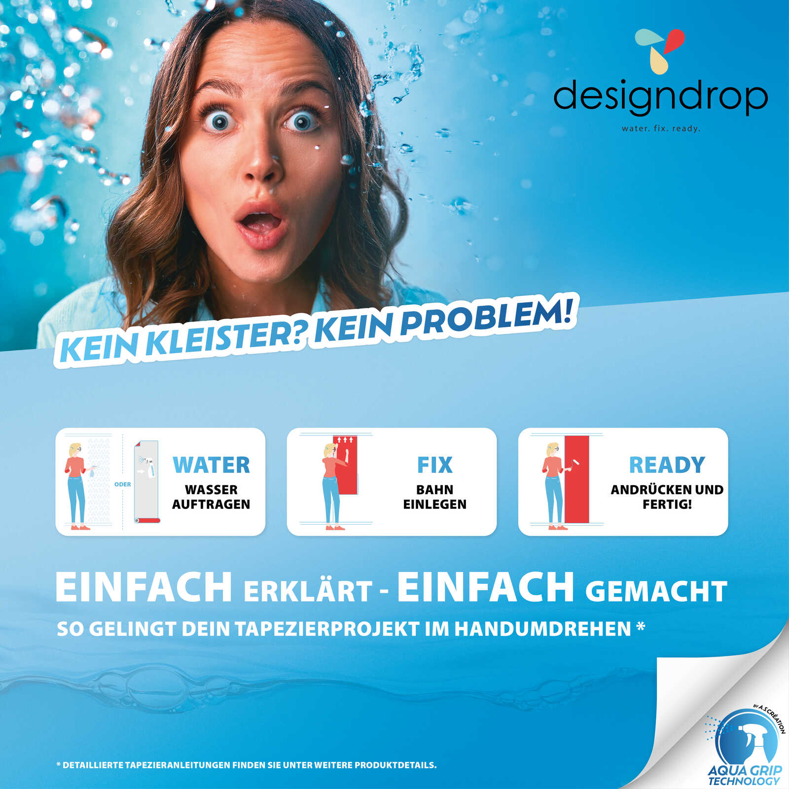 Wasserauftrags, Wandhalterung, Tapezierprojekt, Anleitung, Blau