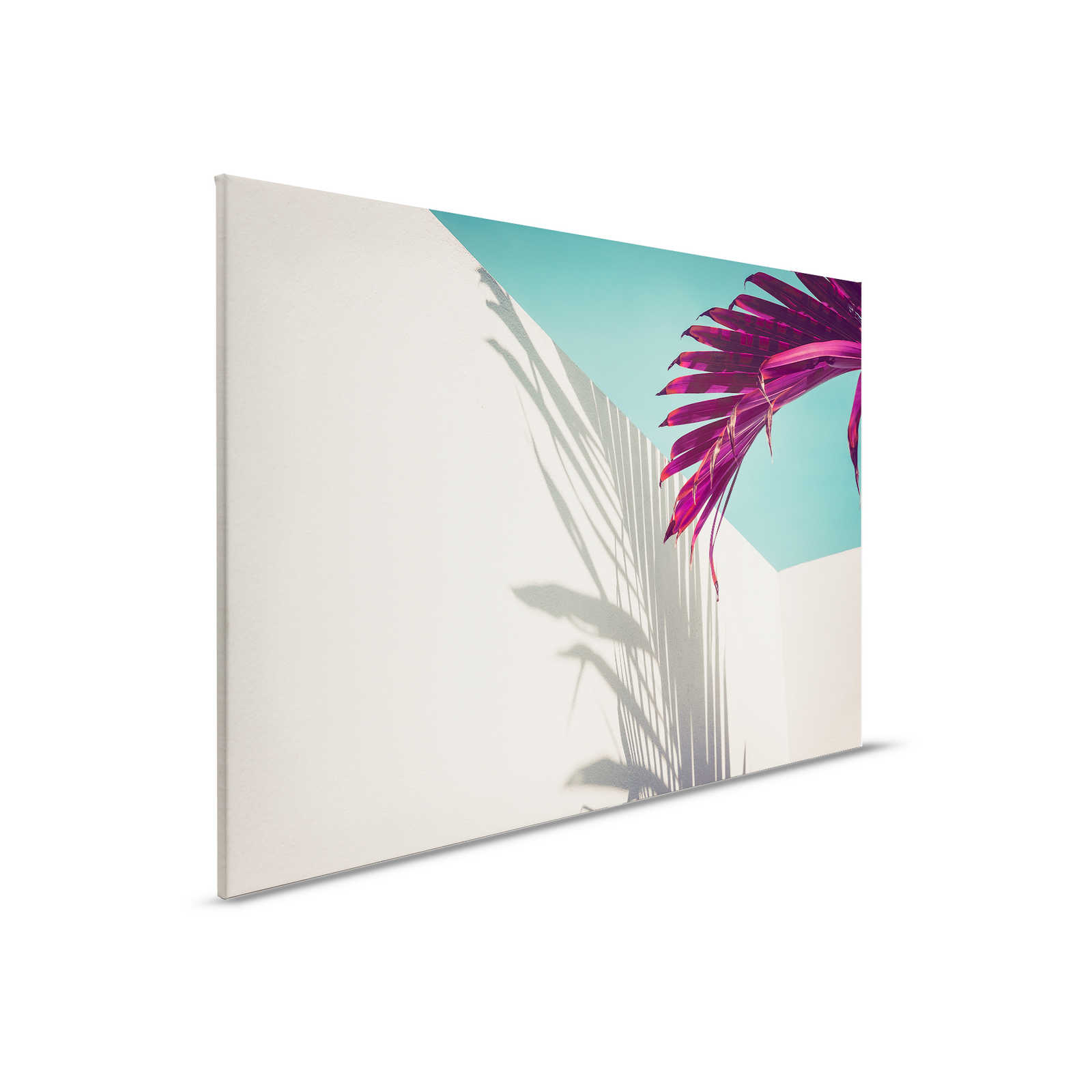         Canvas schilderij met palmblad en schaduw op betonnen muur - 0,90 m x 0,60 m
    