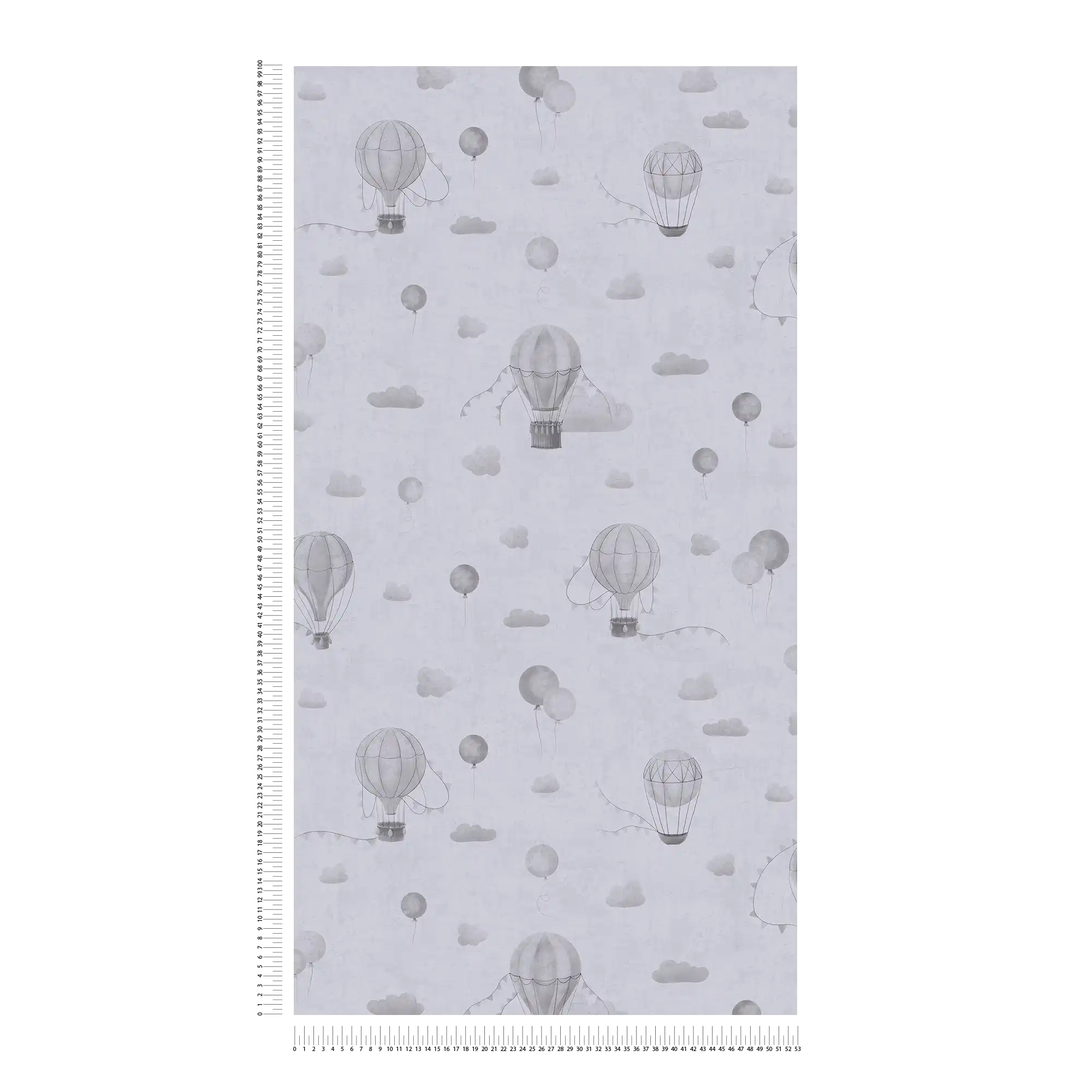             Vliestapete mit Heißluftballons in sanften Pastelltönen – Traumhafte Wandgestaltung fürs Kinderzimmer – Grau
        