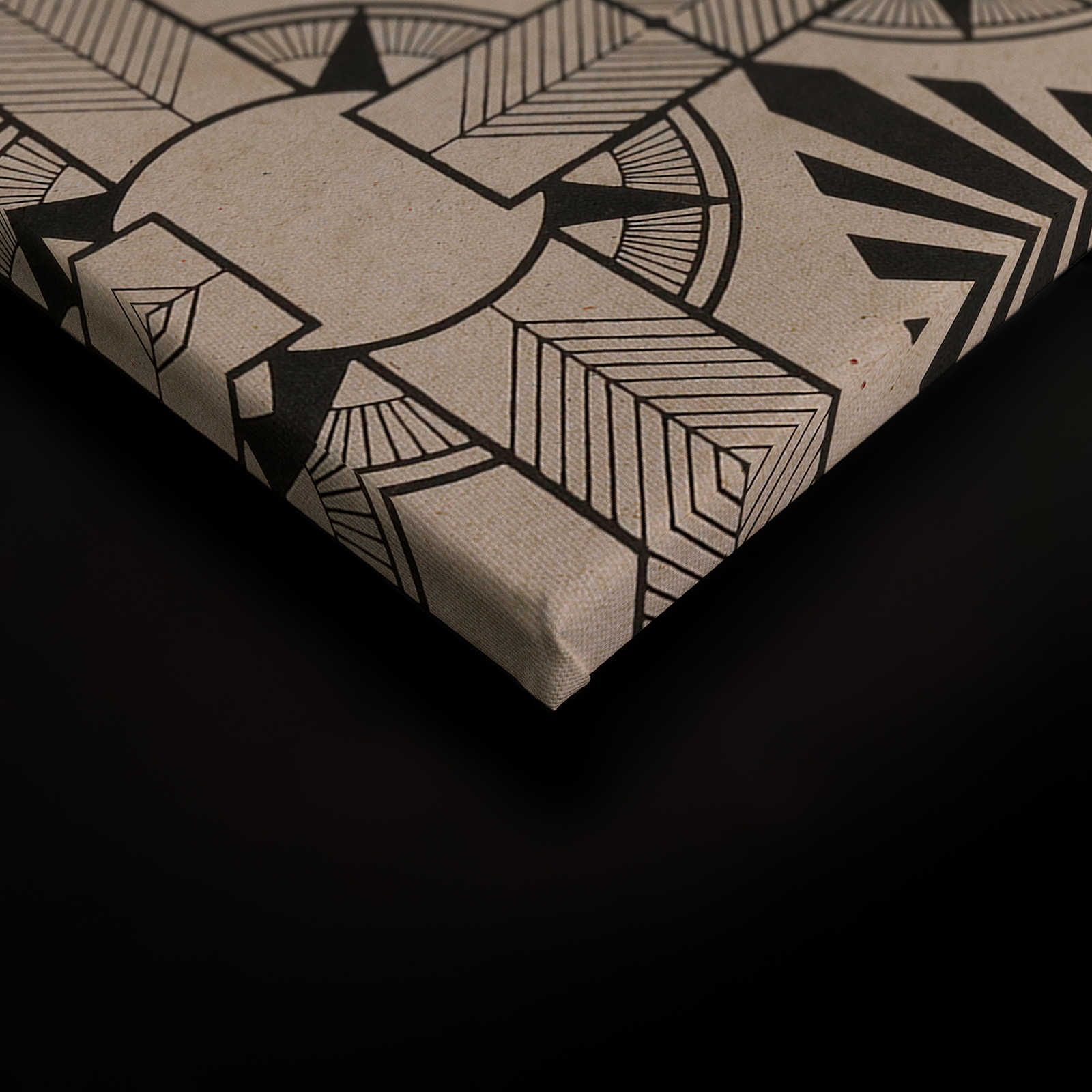             Astoria 2 - Retro Leinwandbild Art Deko Muster Schwarz & Beige – 0,90 m x 0,60 m
        