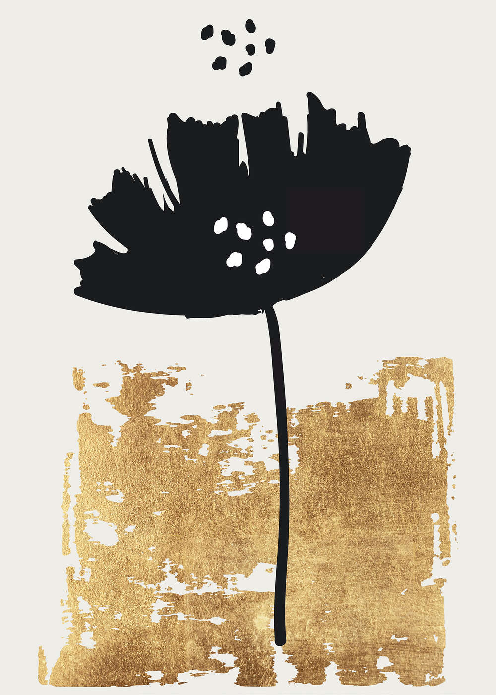 Blume, Blumenbild, Schwarz, Gold, Abstract