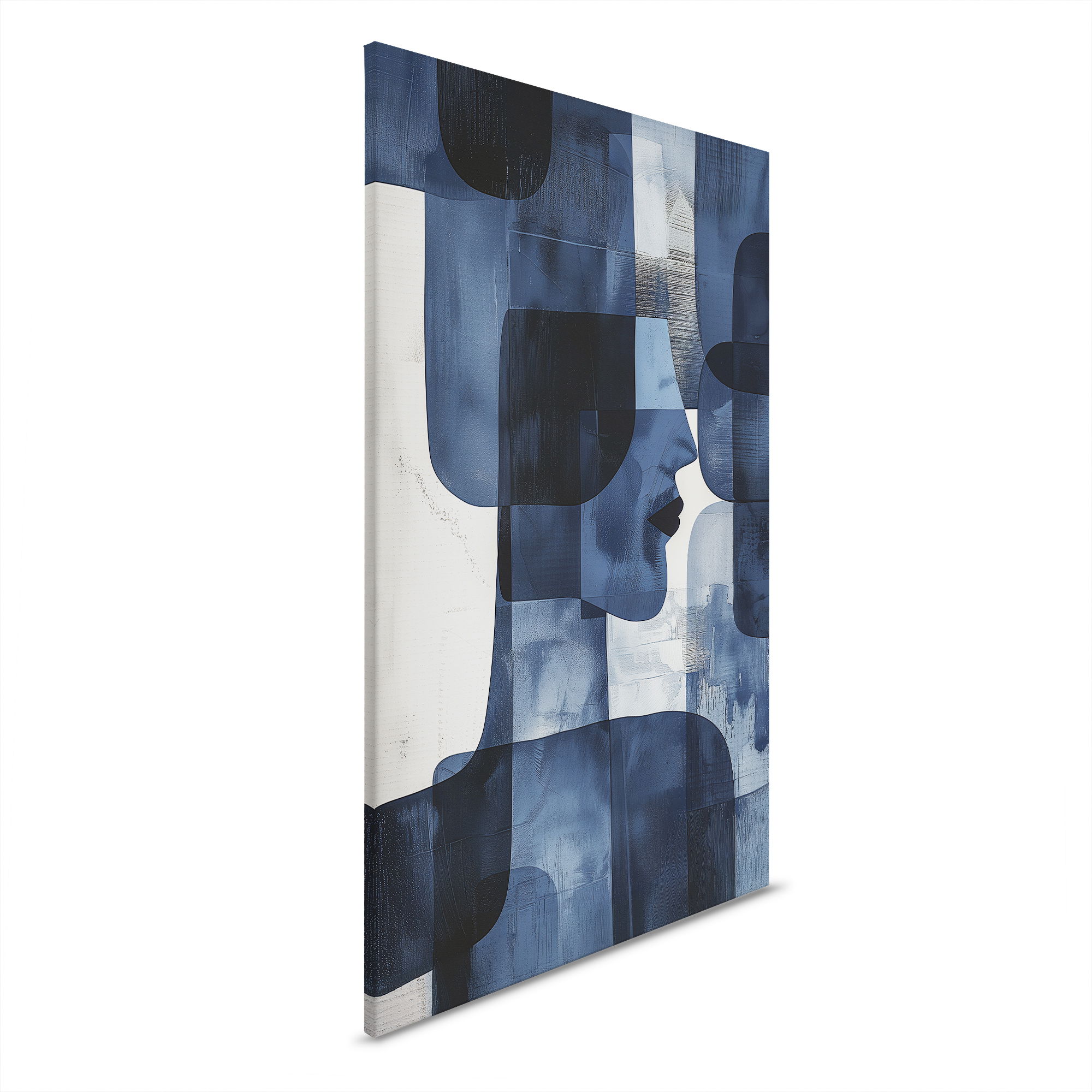         Blue Geometry - Timeless elegance on canvas - 30 x 45 cm - Blue, White
    