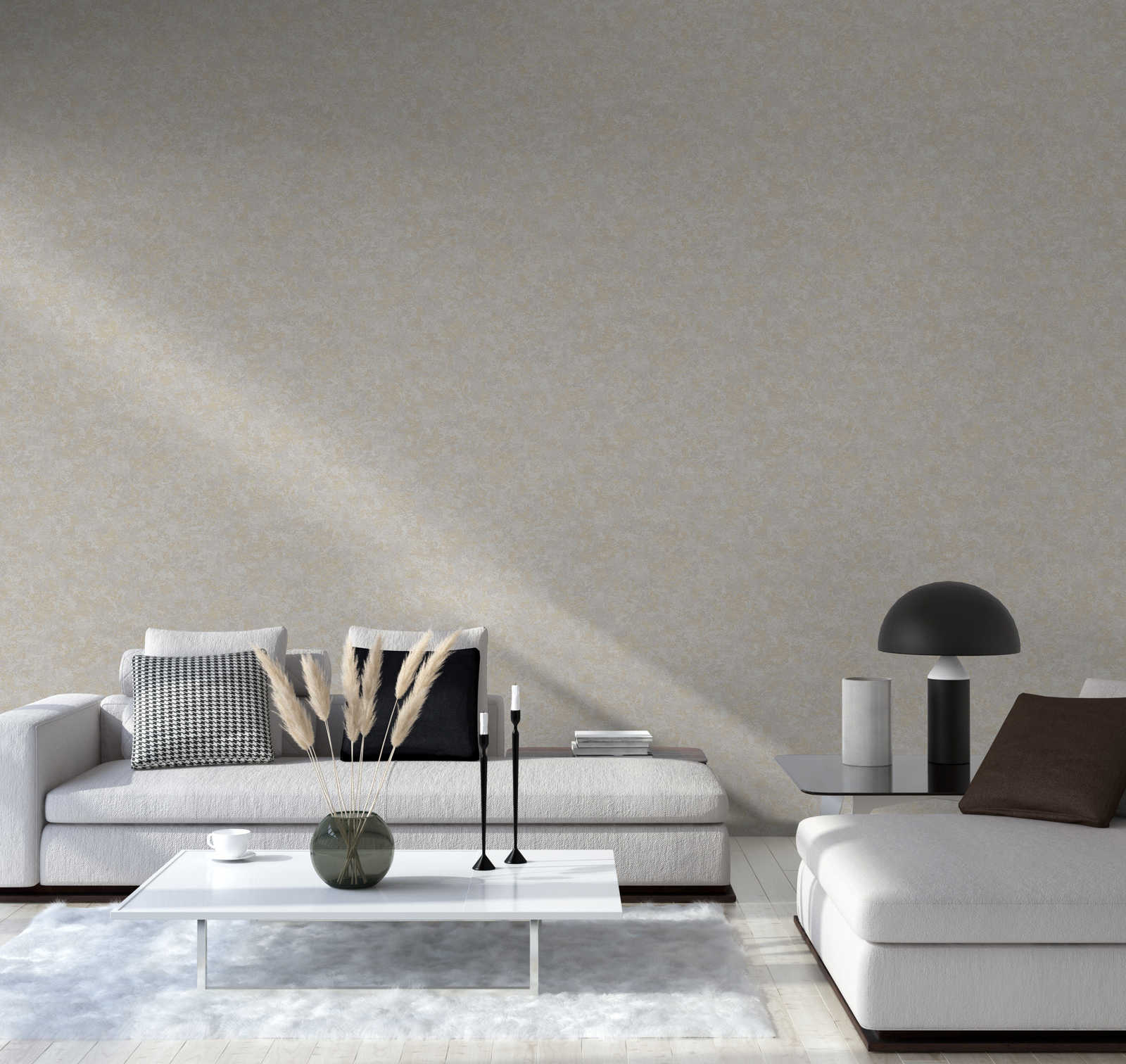             Unitapete meliert mit Strukturmuster – Beige, Grau
        