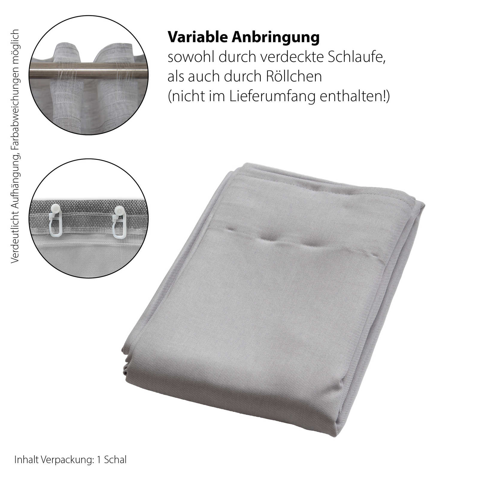 Dekorativer Schlaufenschal 140 cm x 245 cm Kunstfaser hellgrau