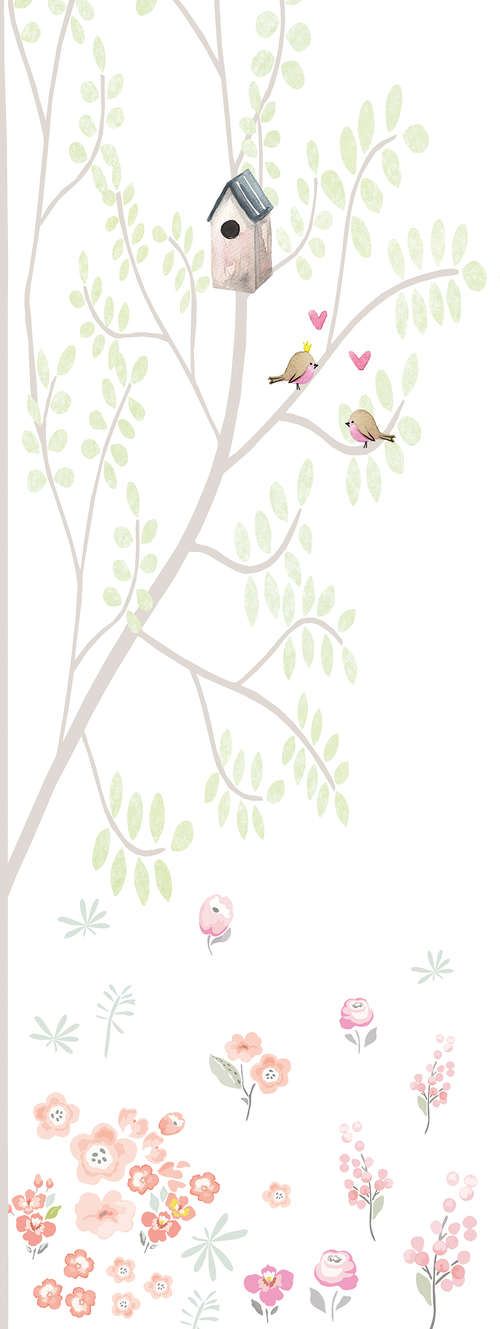 Vogelnest, Baum, Vögel, Blumen, Frühling