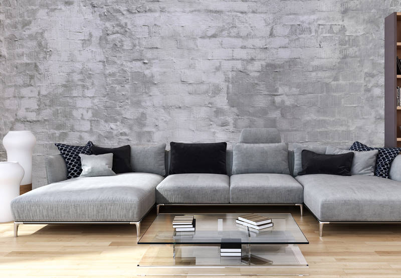             Urban Loft Style Vliestapete – Fototapete mit verwitterter Betonstruktur – Grau, Creme
        