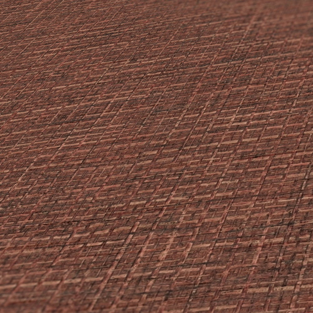             Rote Tapete mit Bastmuster & Gewebe-Look
        