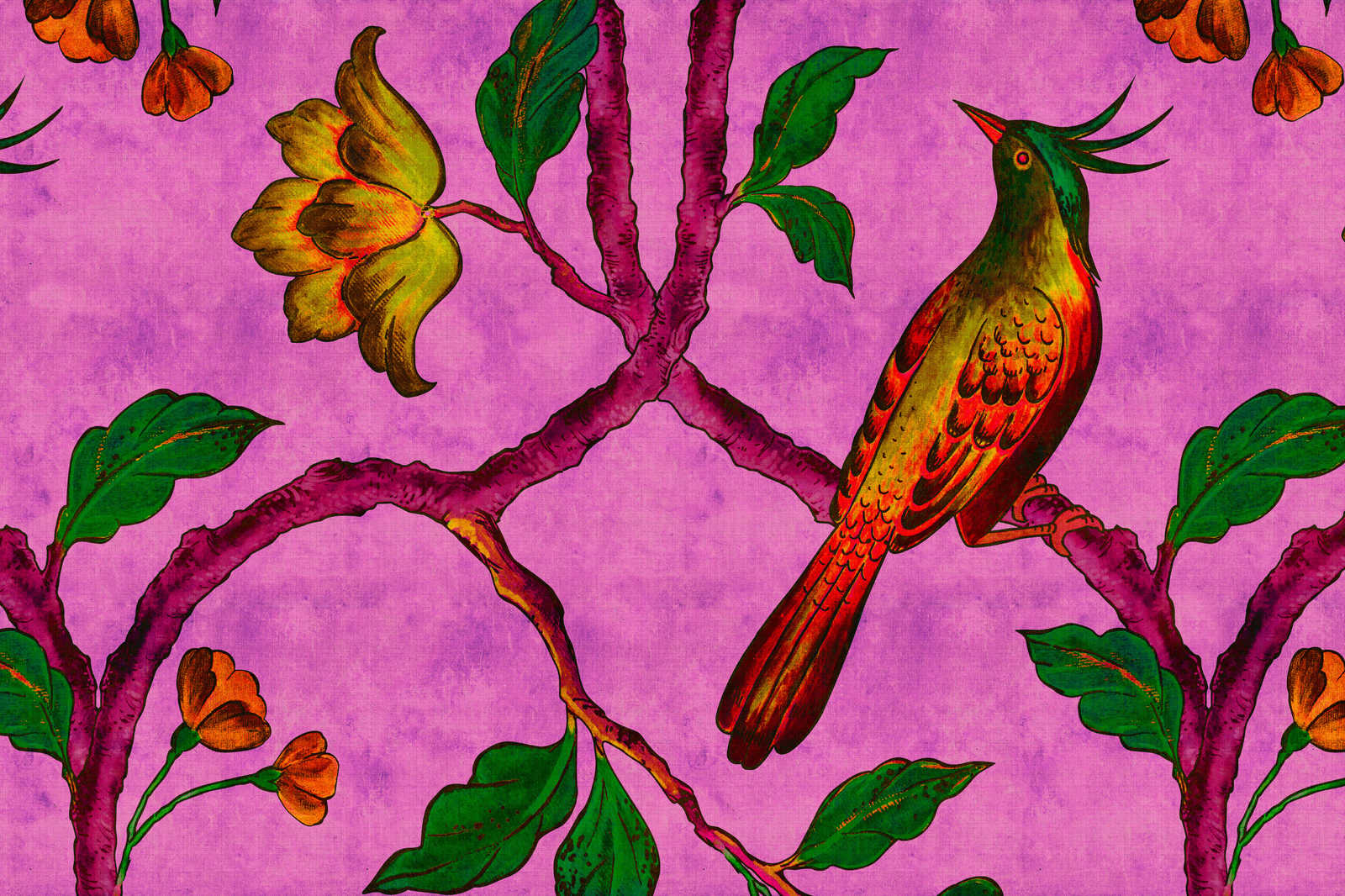 Bird Of Paradis 2 - Leinwandbild Paradiesvogel in naturleinen Struktur – 0,90 m x 0,60 m