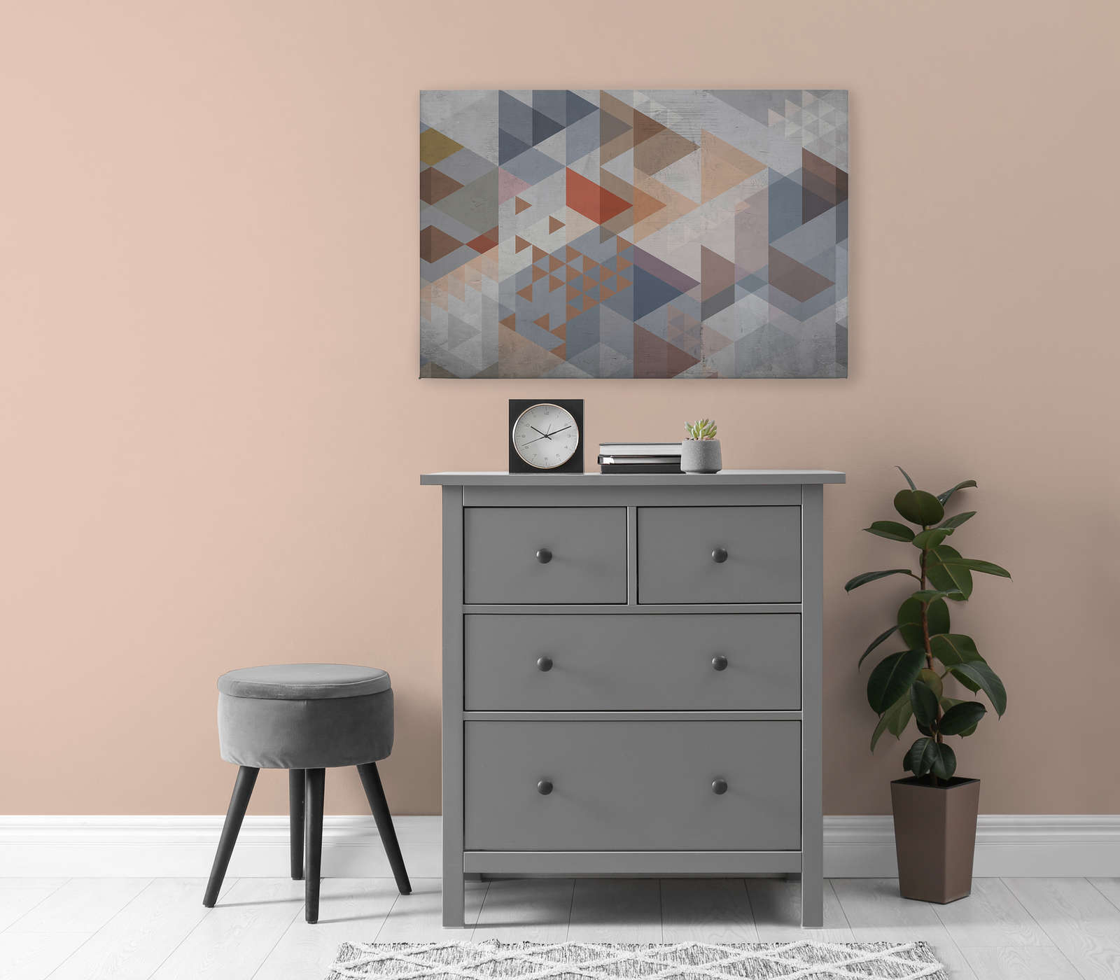             Leinwandbild mit Putzoptik & Rauten-Design – 0,90 m x 0,60 m
        