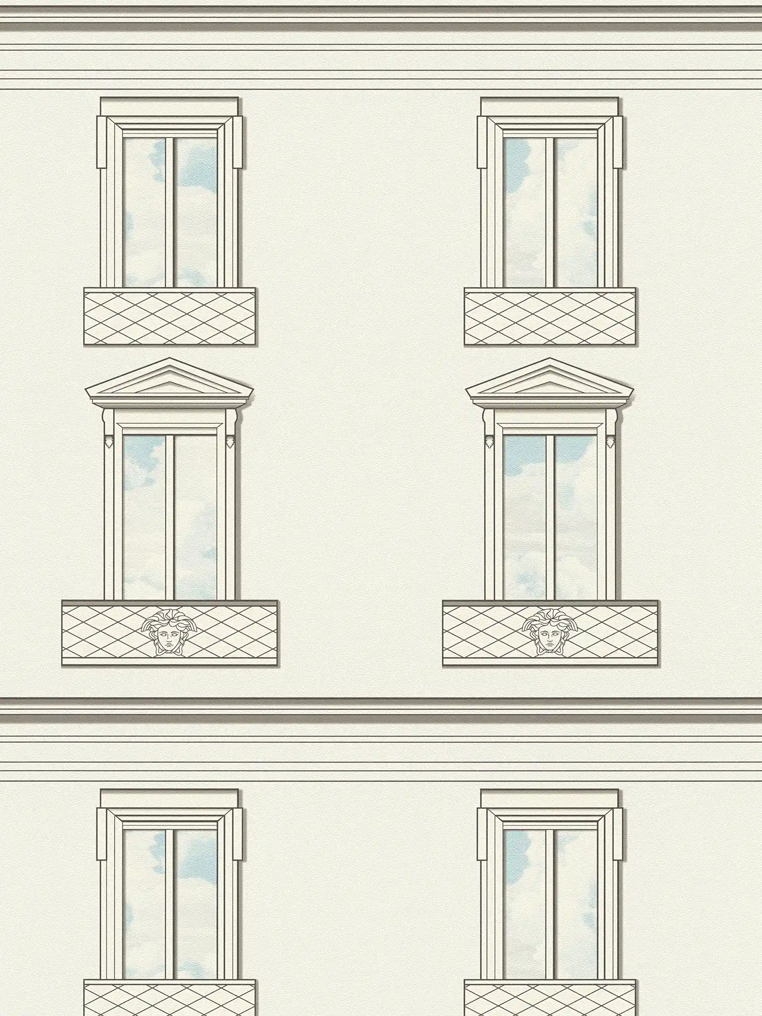         VERSACE papier peint en papier intissés au style architectural mat légèrement structuré - Blanc, gris, noir
    