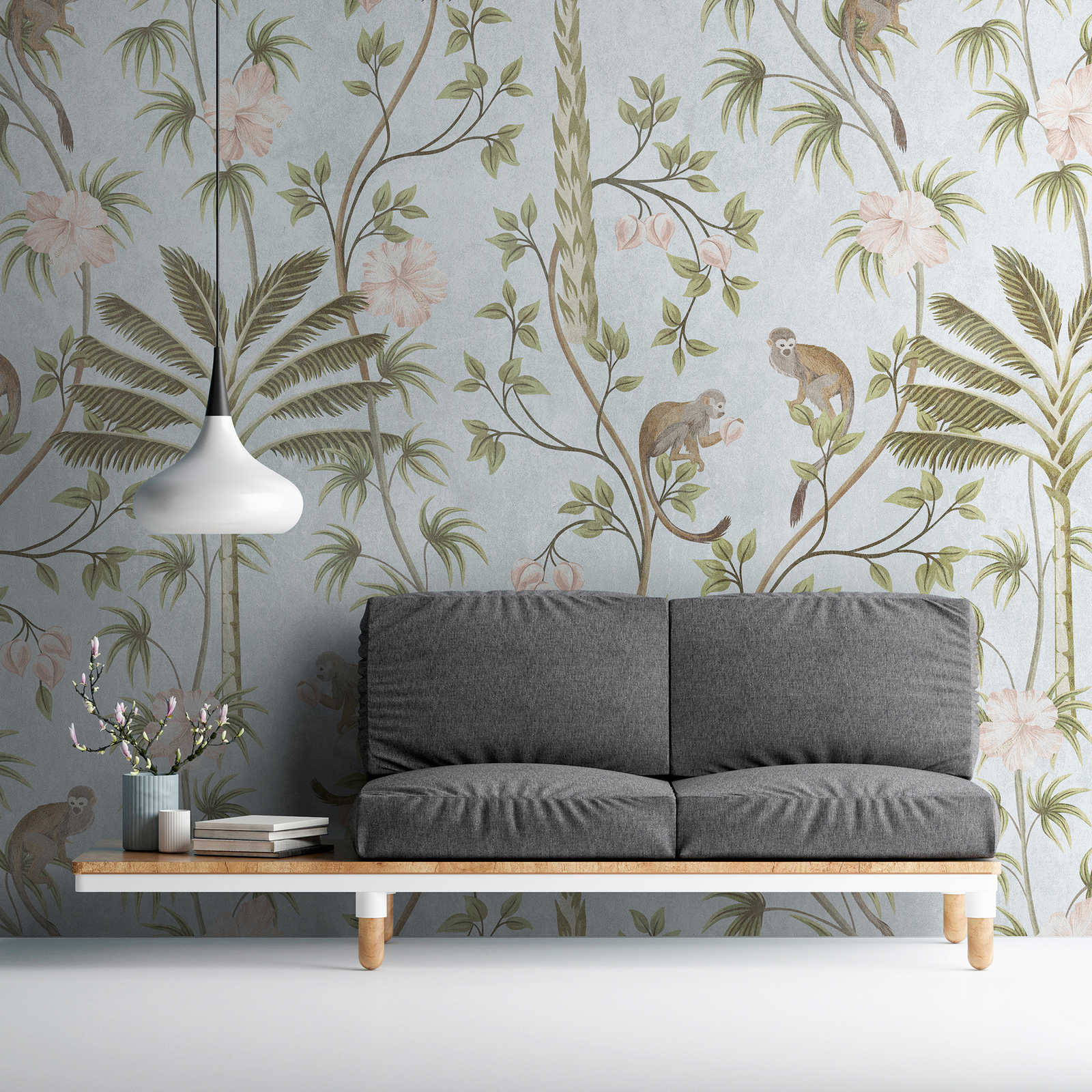 Wohnzimmer, Sofa, Tapeten, Grau, Monatsaufdruck