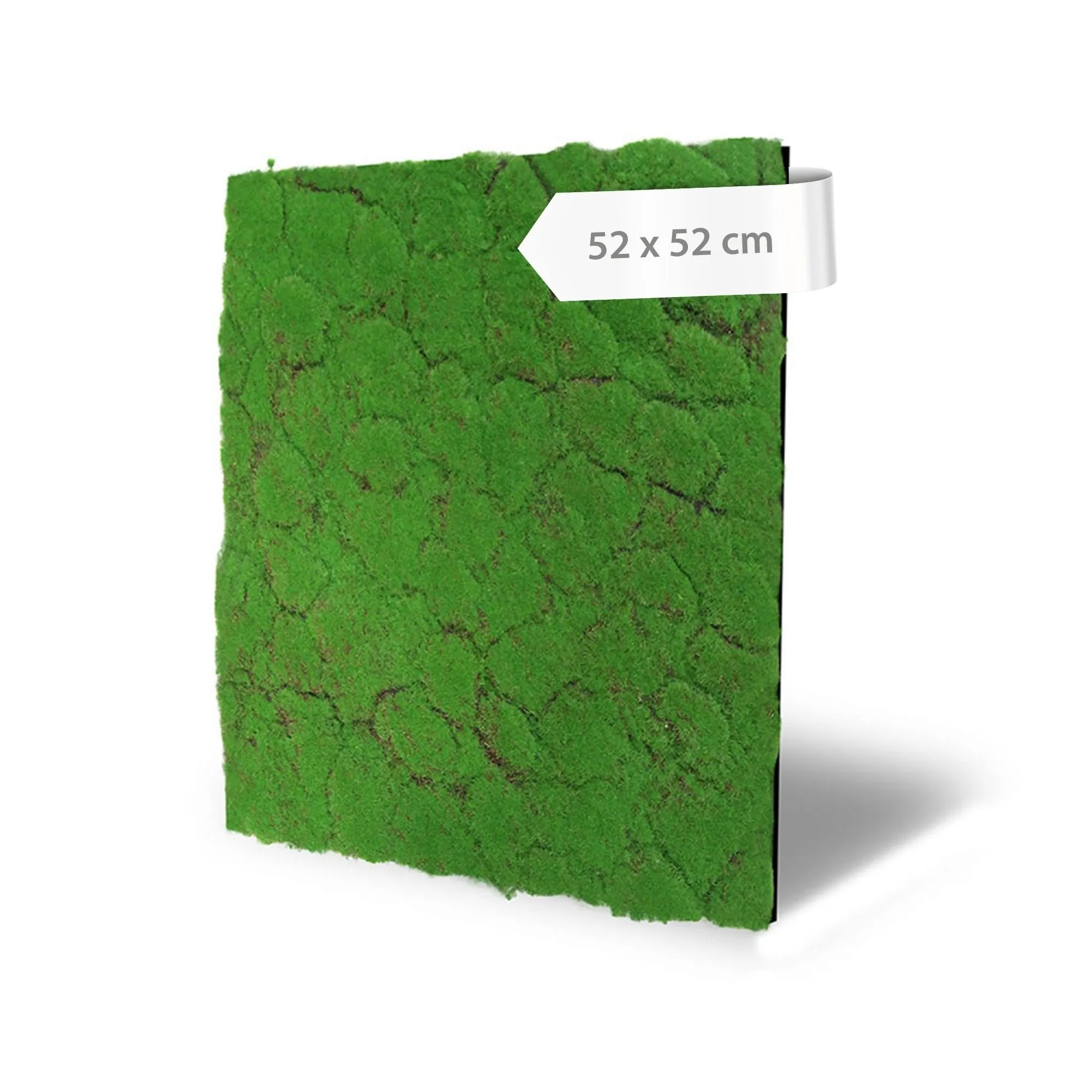 Wall panels featuring artificial plants with a moss design in deep forest green, 52 x 52 cm