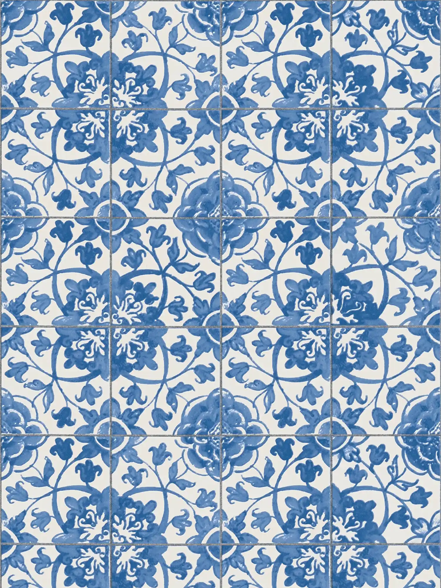         Self-adhesive wallpaper | tile look in vintag style - blue, white
    
