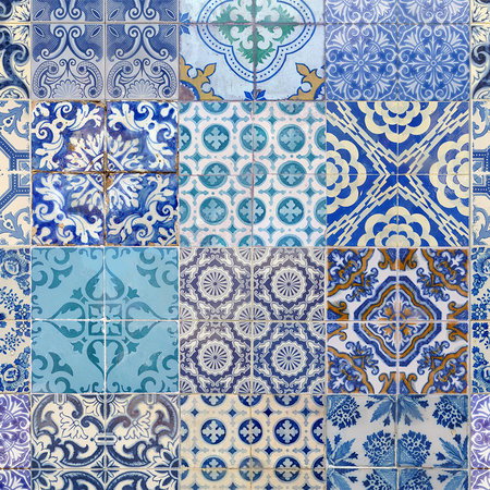 fliesen, kachel, muster, blau, ornament