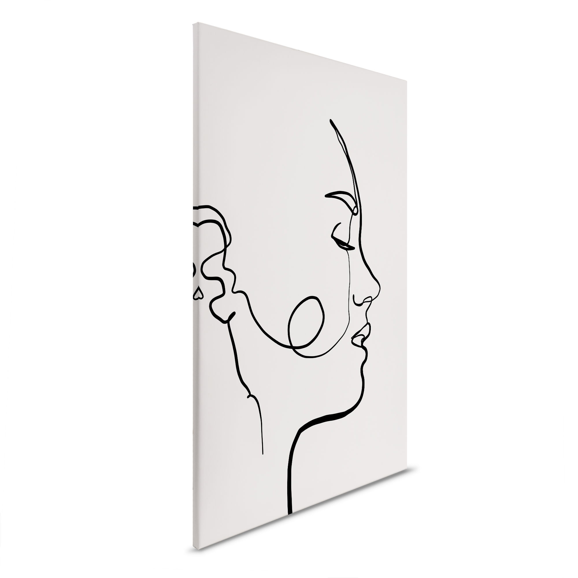         Canvas picture with harmonious contours - Stylish side profile in black and white - 30 x 45 cm - Cream, Black
    