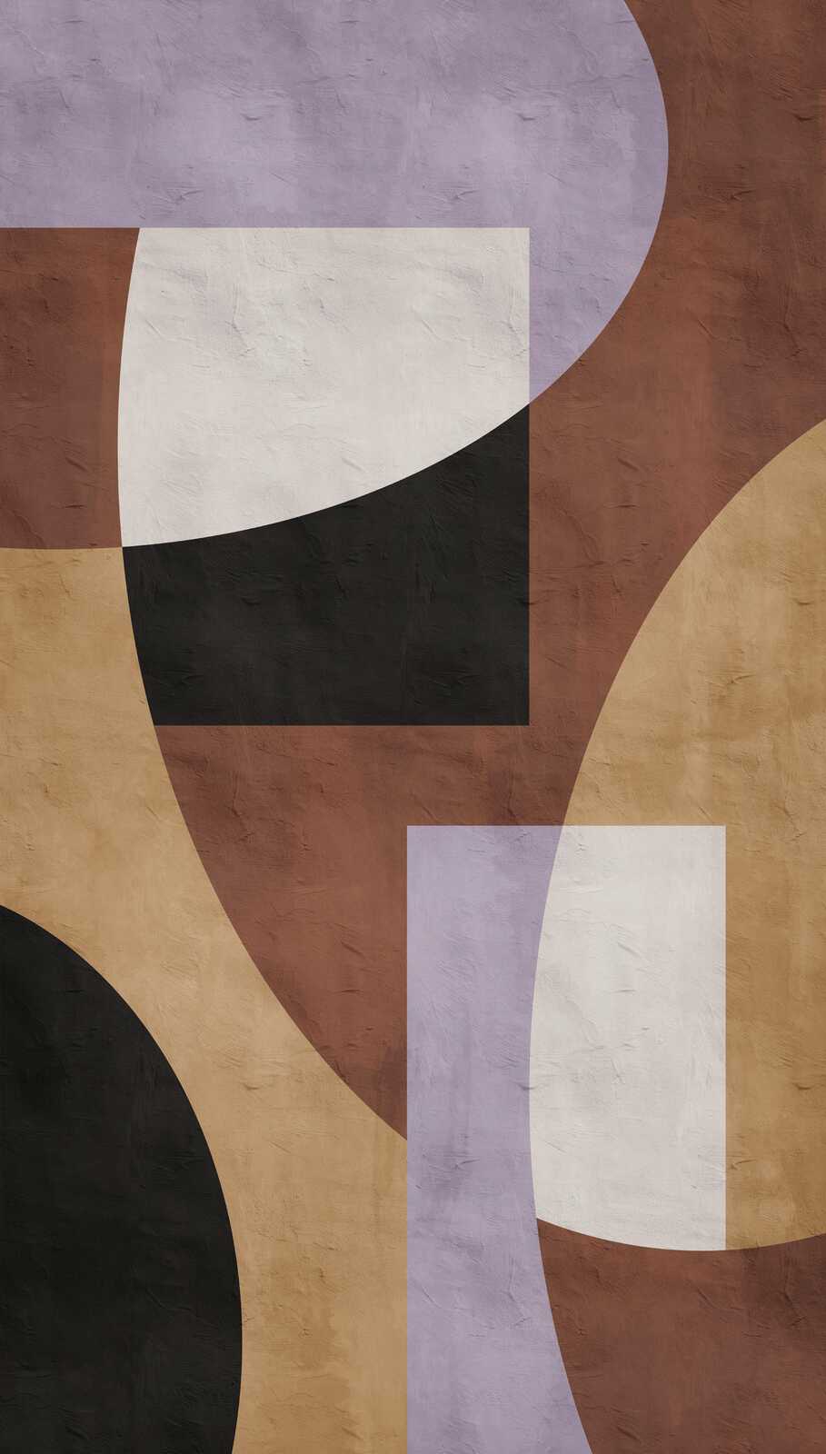 Grafische Bauhaus-Stil Vliestapete mit einer großflächigen Musterwiederholung – Braun, Beige, Schwarz