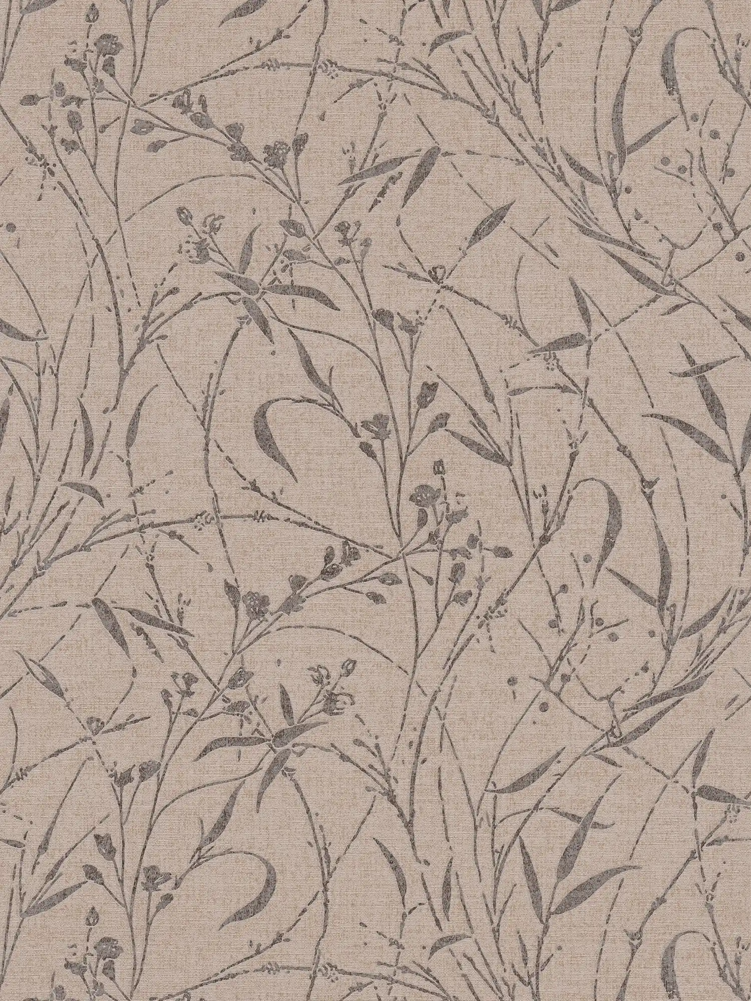         Revêtement mural intissé avec illustration botanique légèrement structuré - marron, beige, noir
    