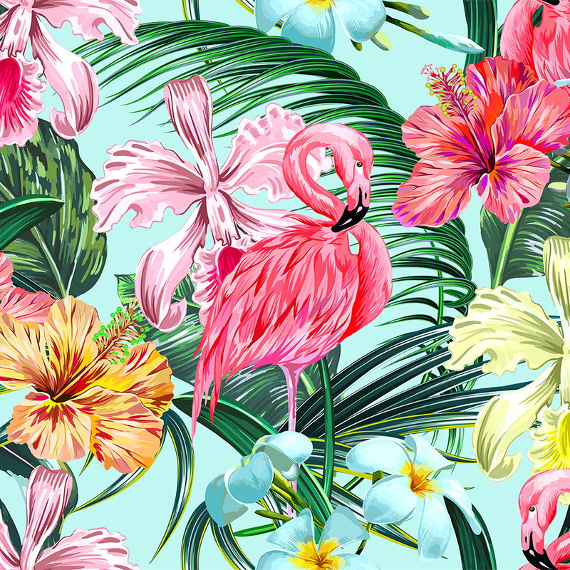 Flamingo, Hintergrundtapete, Tropical, Blumenmuster, Hochformat