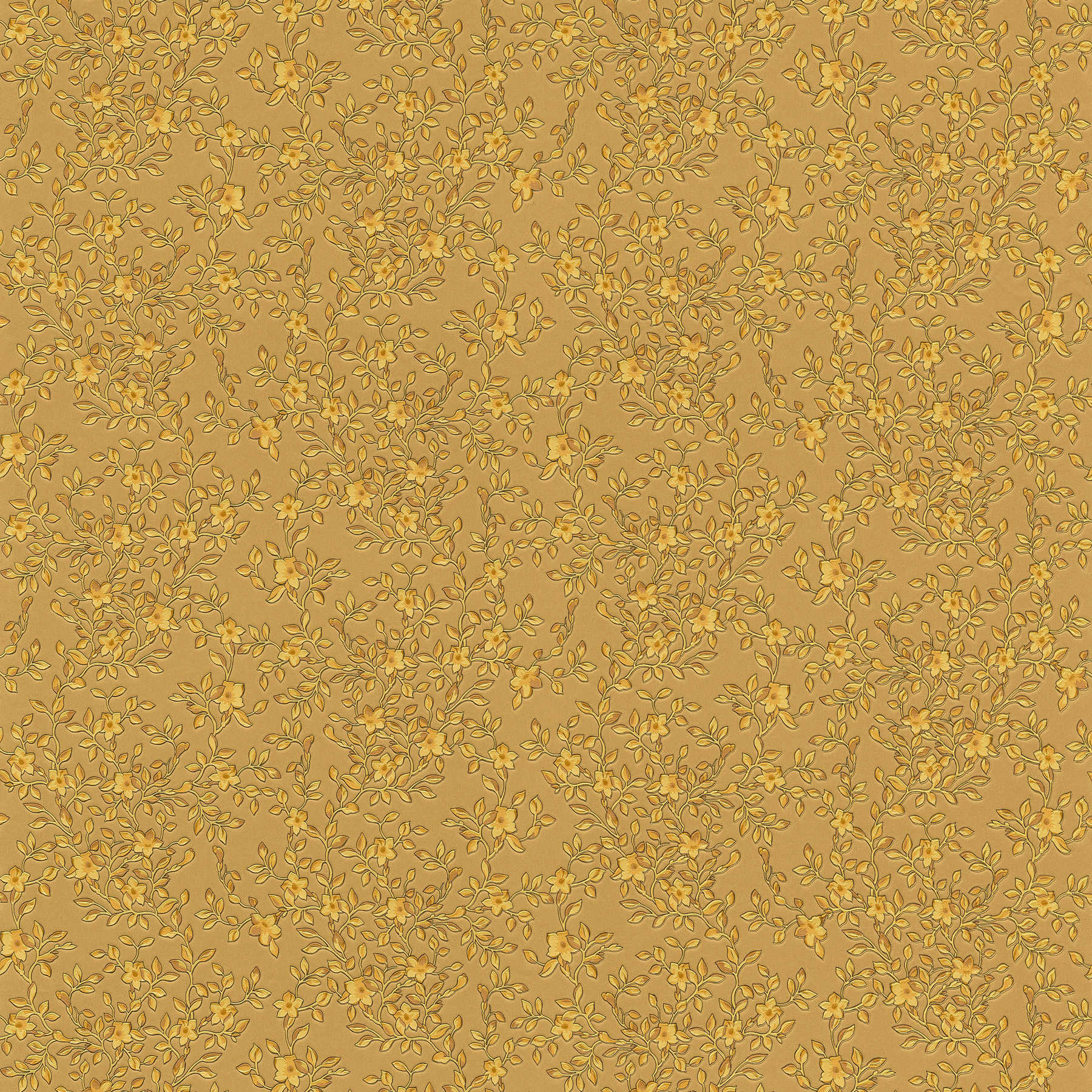 Goldene Blumentapete von VERSACE mit Metallic Farbe