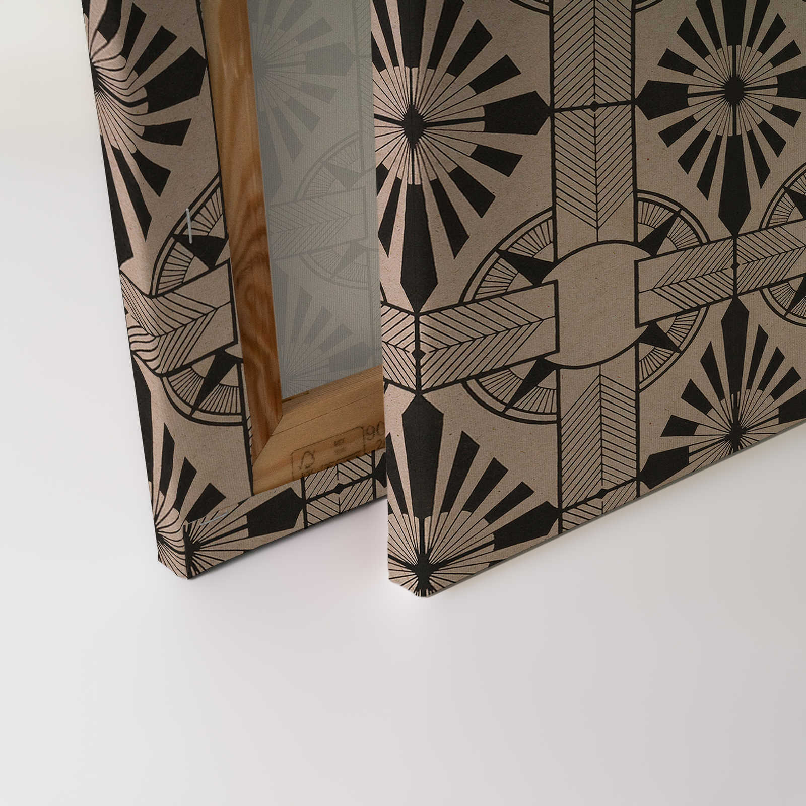             Astoria 2 - Retro Leinwandbild Art Deko Muster Schwarz & Beige – 0,90 m x 0,60 m
        