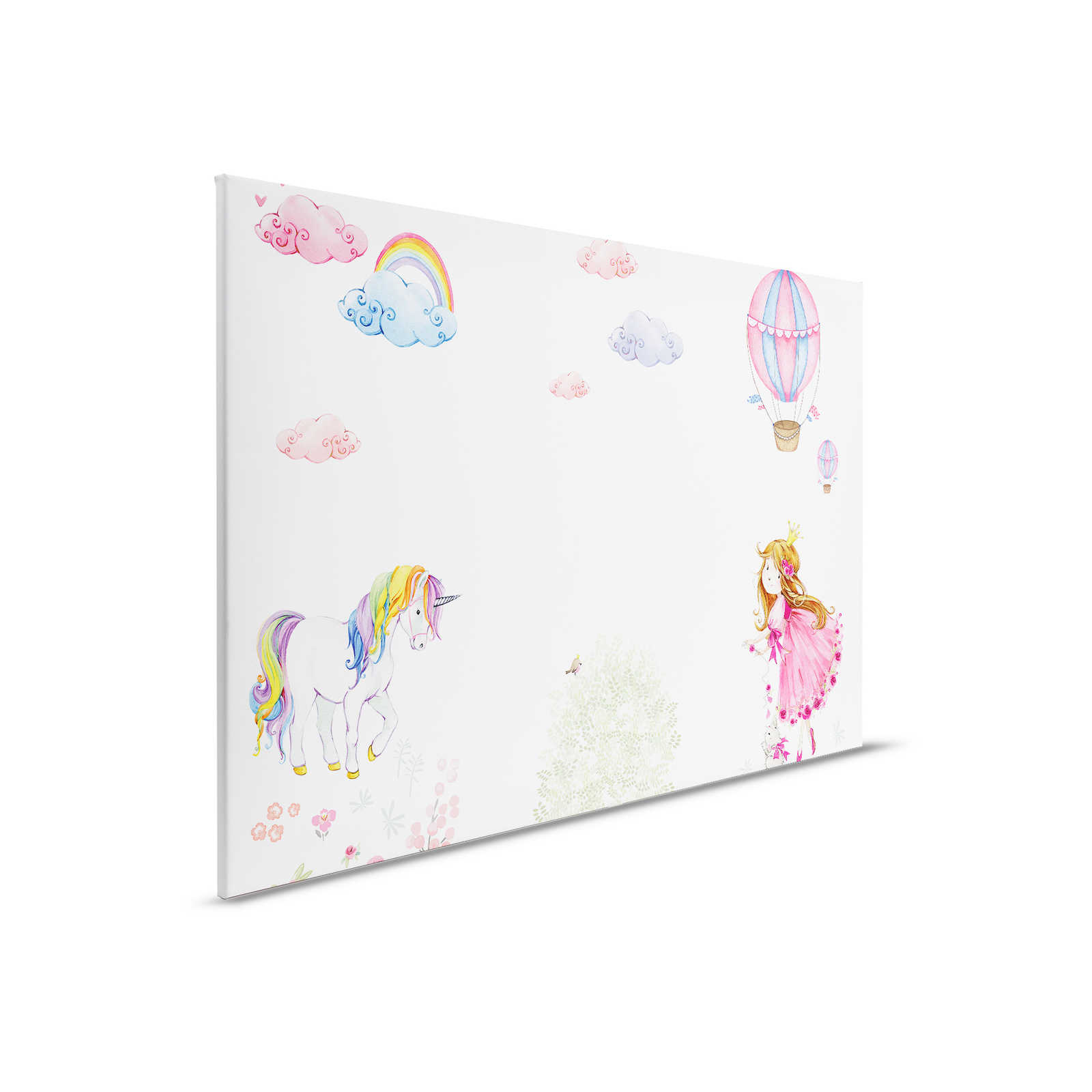         Canvas schilderij kinderkamer met prinses en eenhoorn - 0,90 m x 0,60 m
    