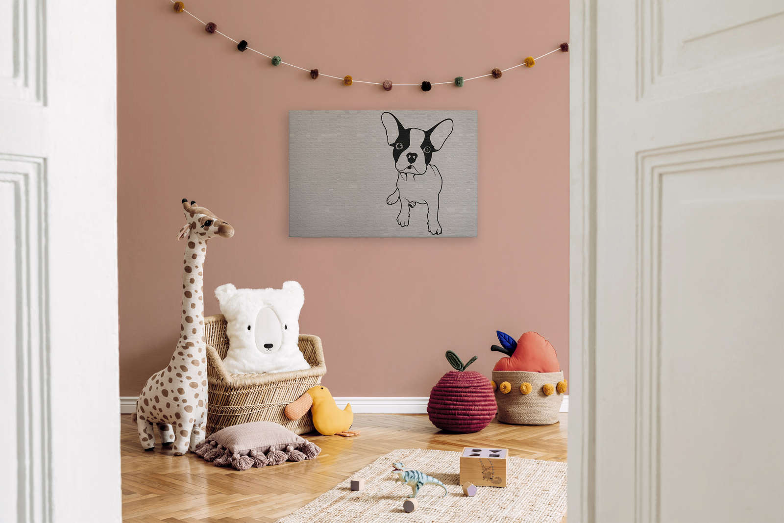             Tattoo you 2 - Leinwandbild französische Bulldogge, Schwarz-Weiß – 0,90 m x 0,60 m
        