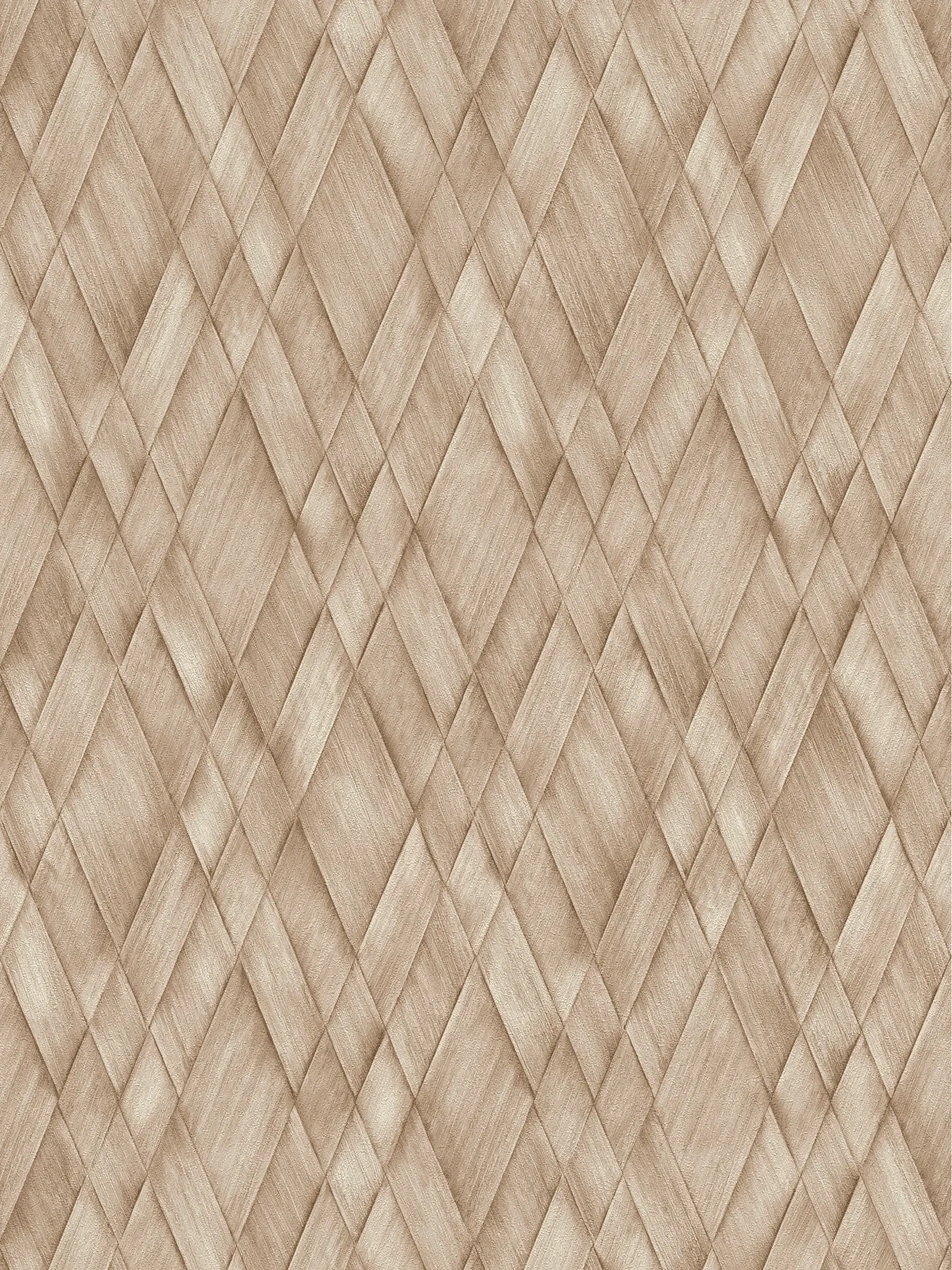 Classic diamond-pattern non-woven wallpaper with a subtle texture and a matt finish – beige, beige, brown