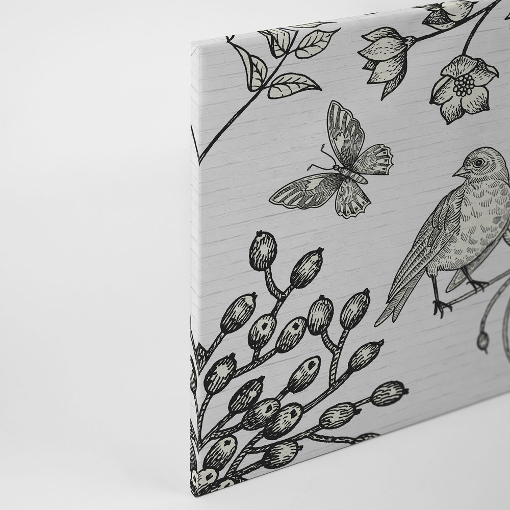             Schwarz-Weißes Leinwandbild mit Naturmotiv im Comic-Look – 0,90 m x 0,60 m
        