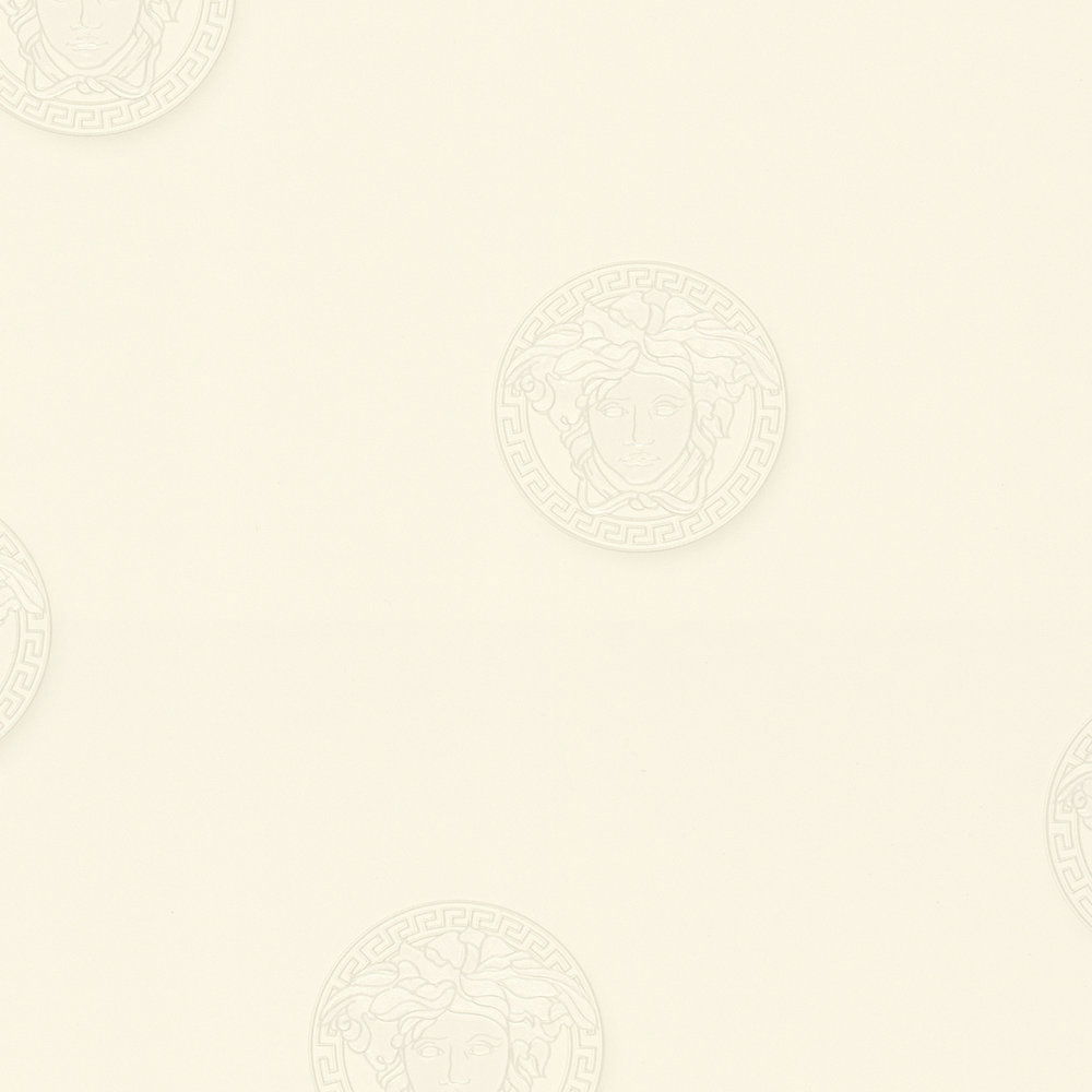             VERSACE Tapete Medusa Emblem – Grau, Weiß
        