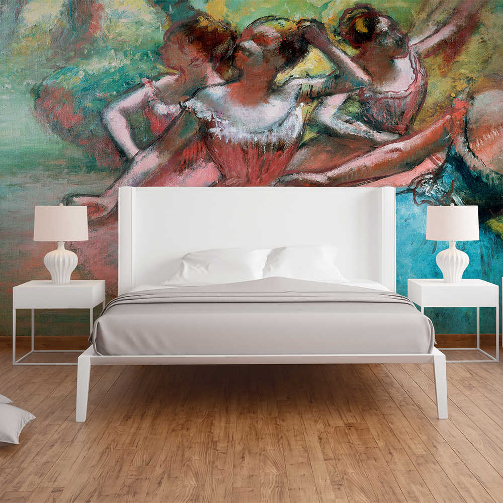 bett, bettgestell, nachtisch, wandmotiv, lampe