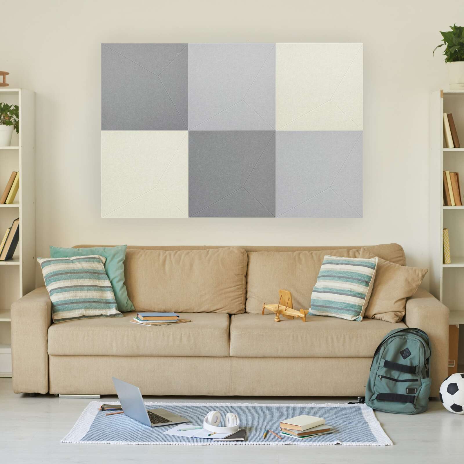 sofa, wohnzimmer, couch, wandkunst, teppich