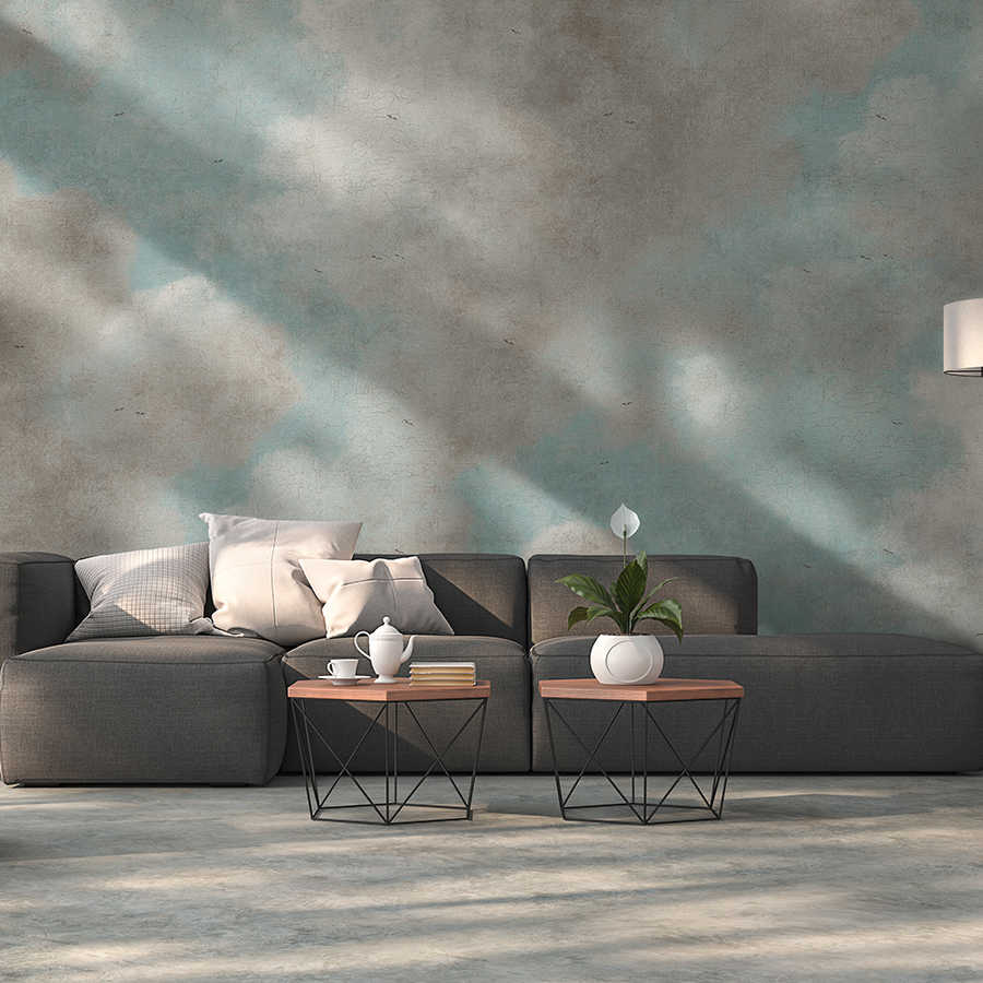         Photo wallpaper clouds, blue sky in oil painting style - grey, blue
    