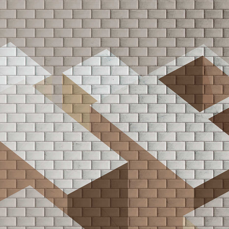 Ziegelwand, Mosaikmuster, Geometrisch, neutrale Farbtöne, Oberflächenstruktur