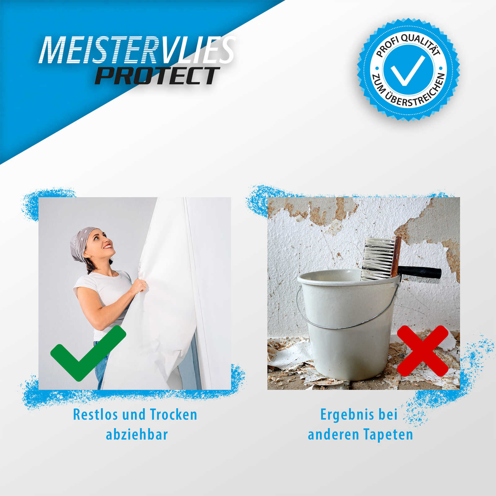 Tapezierer, Wandtapete, Anti-Kleber, Restlos trocken, Abziehbar