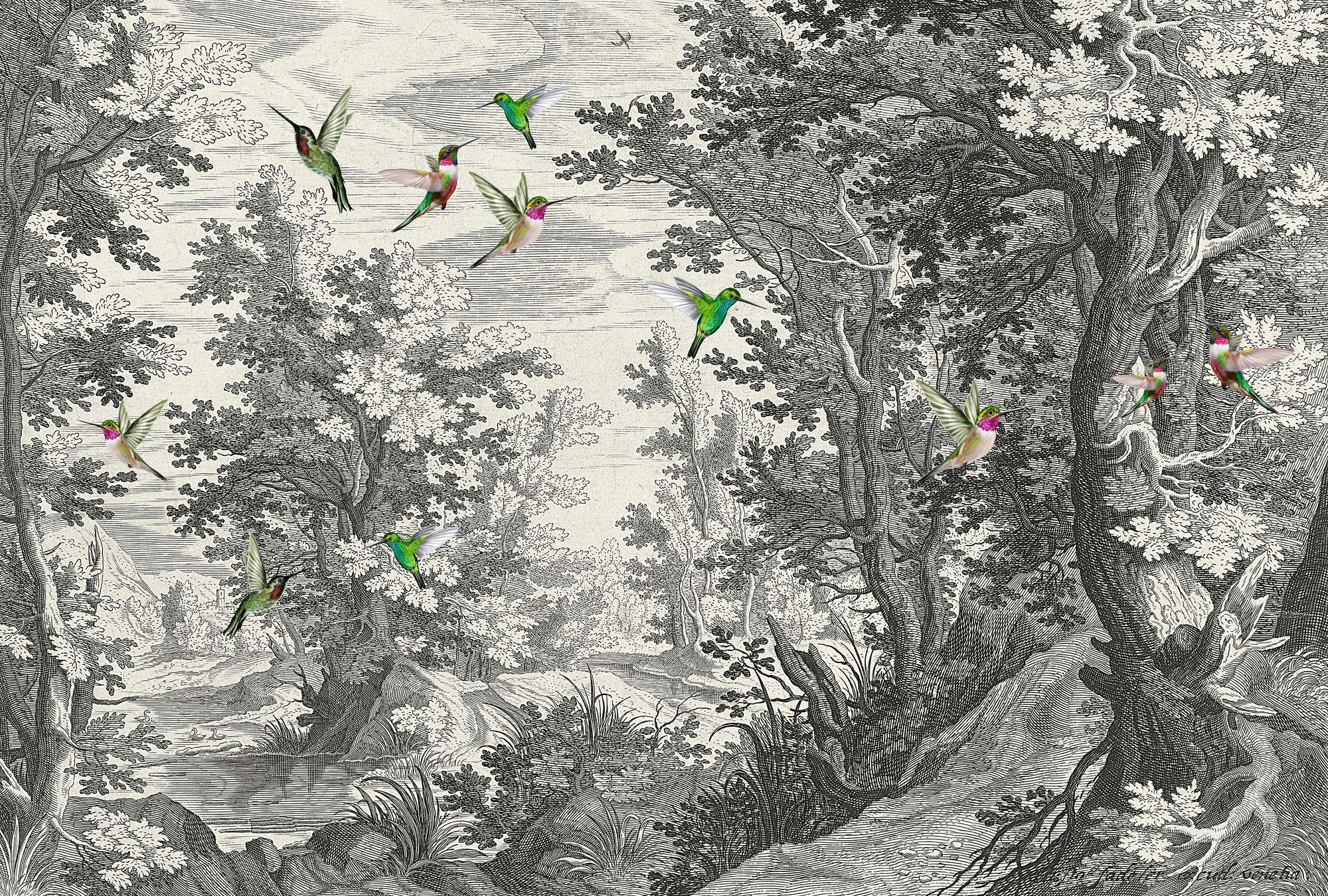 Kunst, Malerei, Vegetation, Vogel, Fliegend