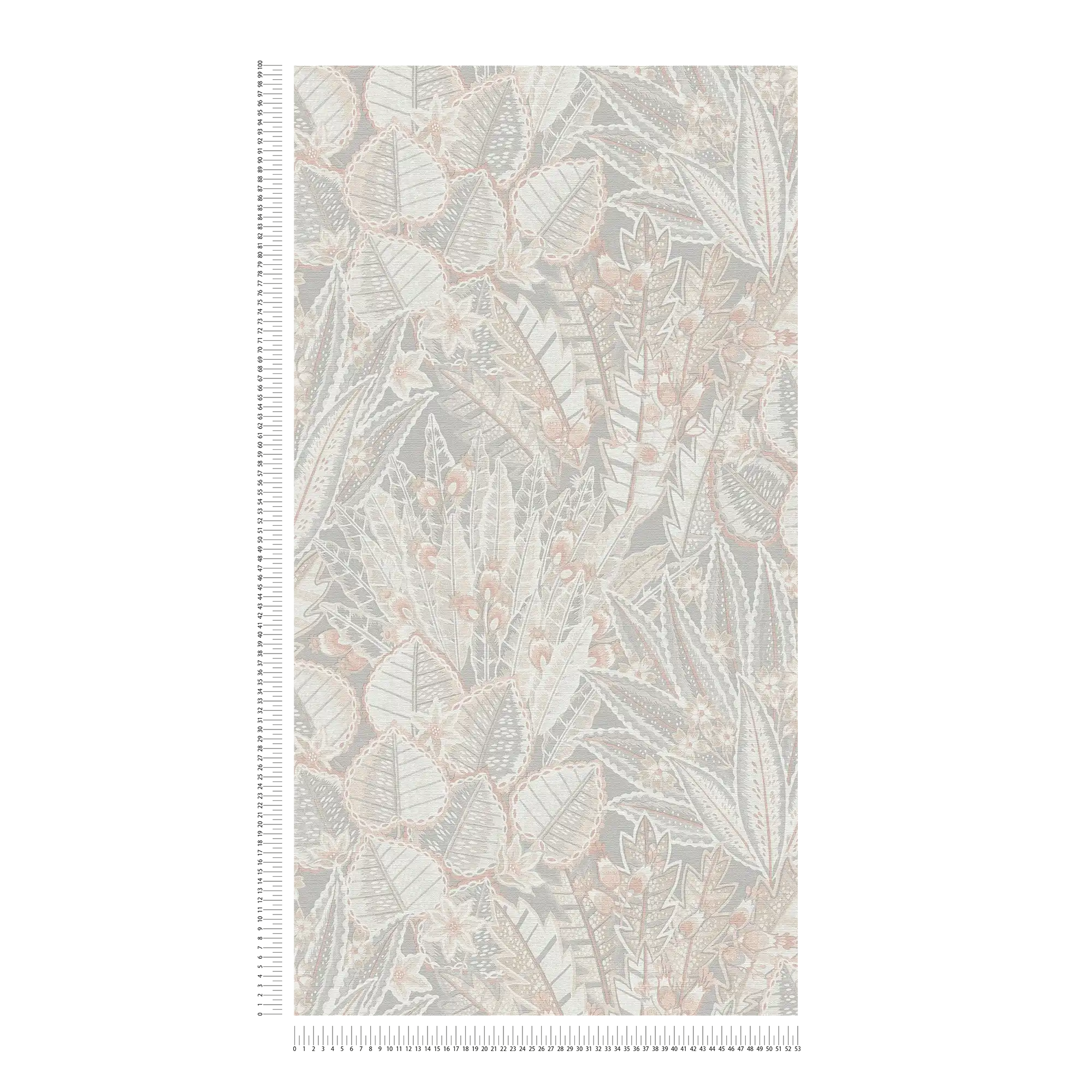 Florale Vliestapete in sanften Farben und matter Optik – Grau, Beige, Weiß