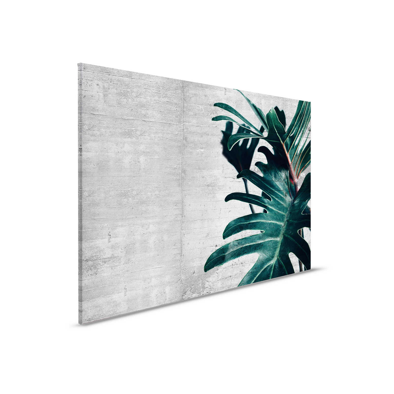        Canvas schilderij met blad voor betonlook muur - 0,90 m x 0,60 m
    