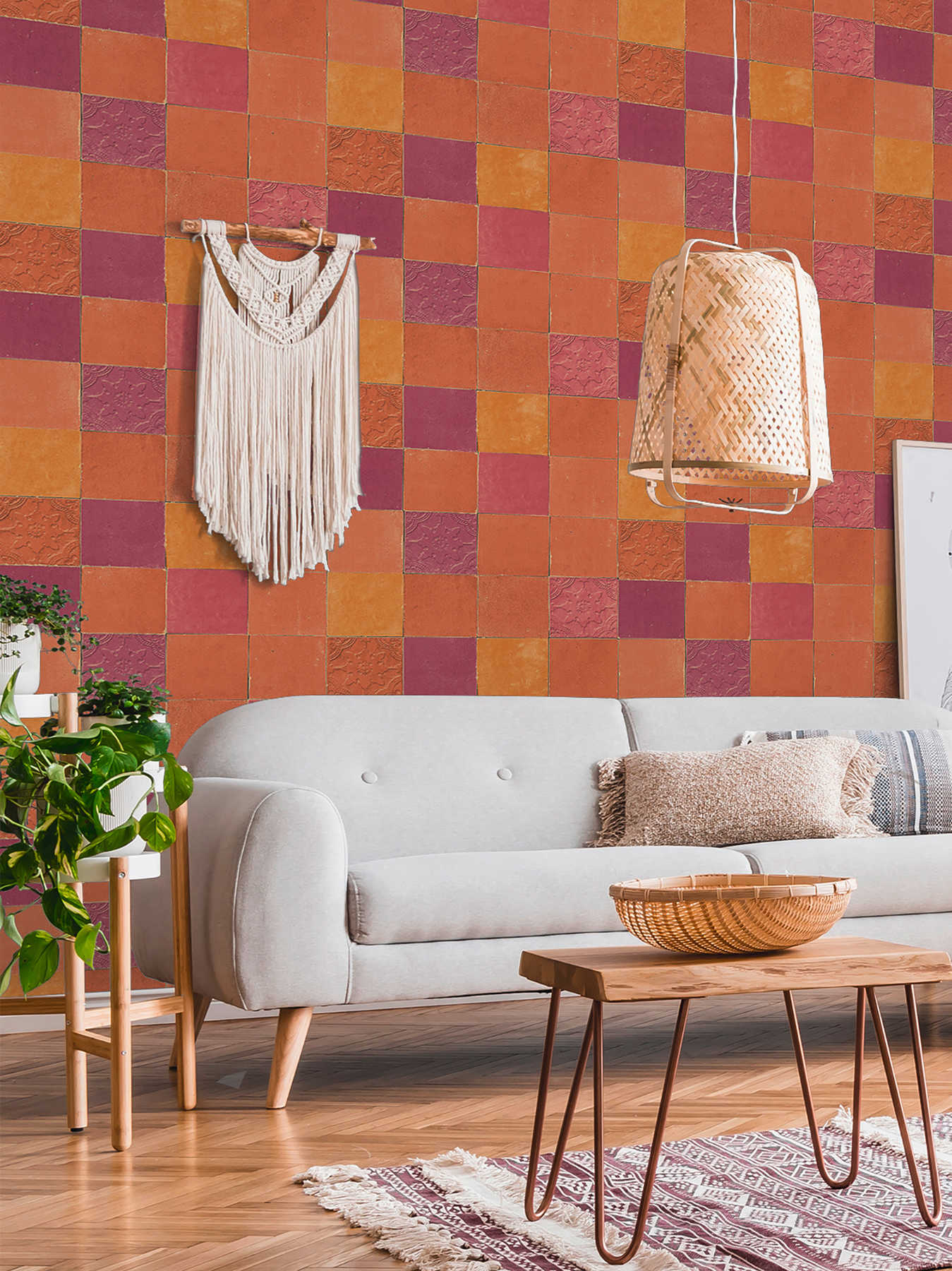             Fliesen-Tapete orientalisches Mosaik – Orange, Rot
        