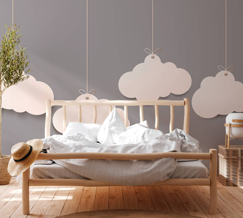             Kinderkamer Clouds Onderlaag behang - Grijs, Wit
        