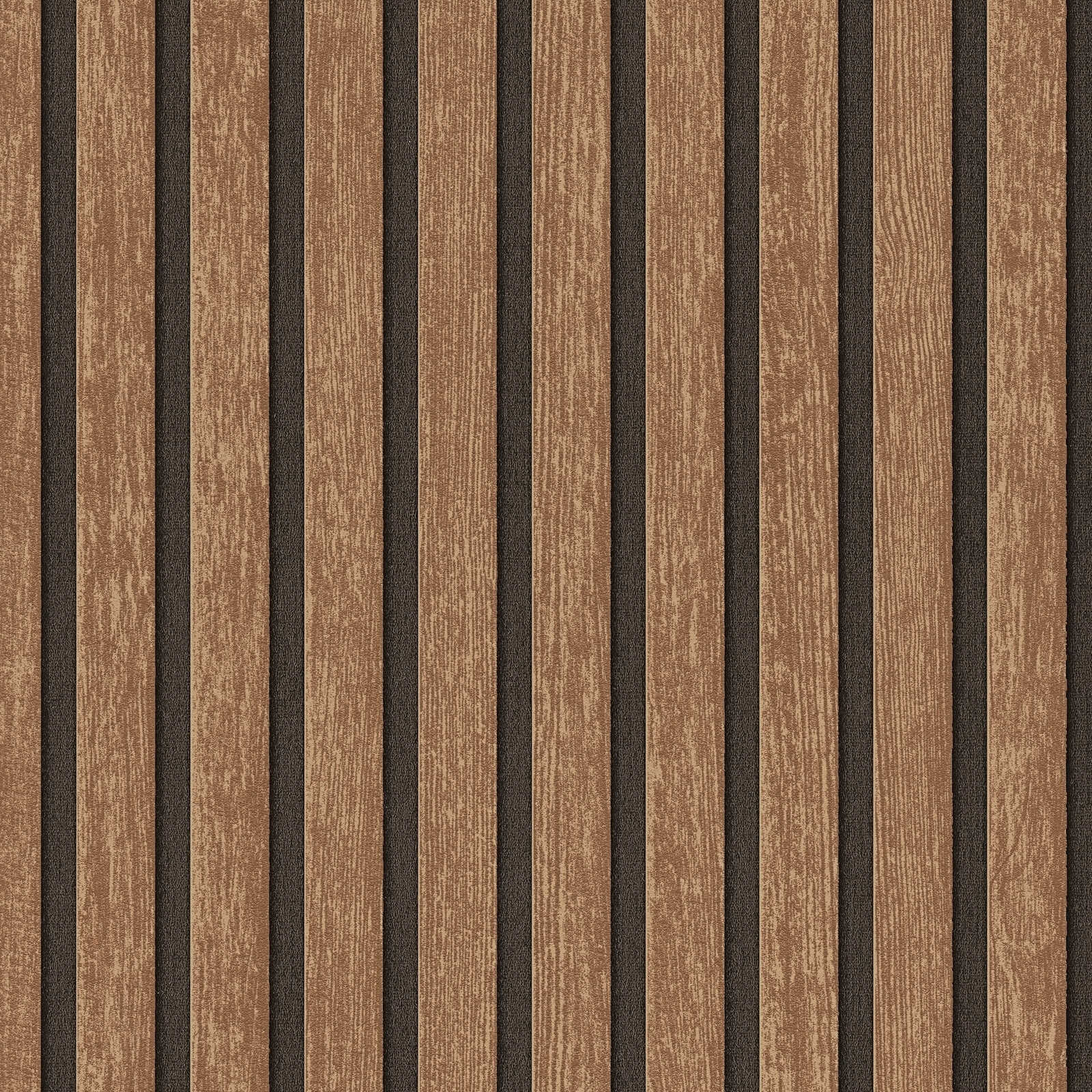 Akustik Paneele als Vliestapete - Holz Streifenoptik im zeitlosen Trenddesign – Braun
