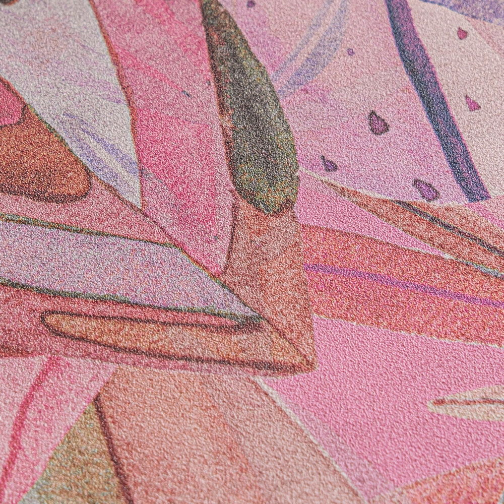             Auffällige Vliestapete mit leuchtendem Blättermotiv und leichter Oberflächenstruktur – Bunt
        