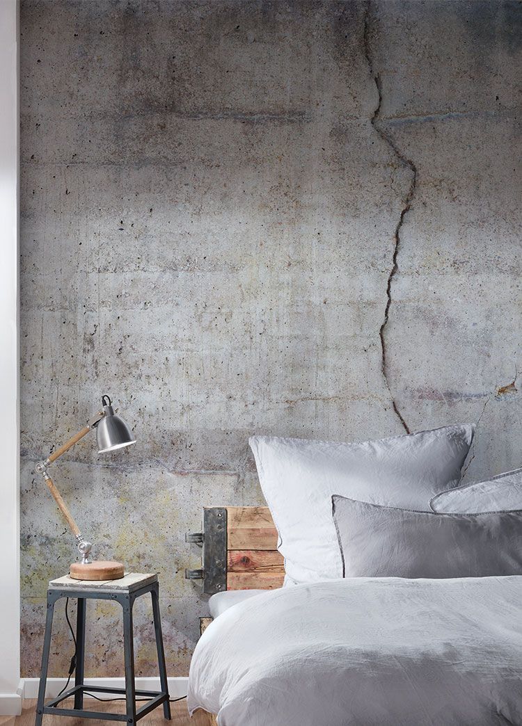 Photo d'intérieur Chambre à coucher Aspect béton Papier peint photo