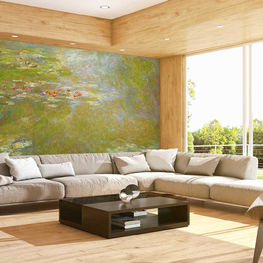 Wohnzimmer, Couch, Sofa-Landschaft, Holzdekor, Kaffeetisch