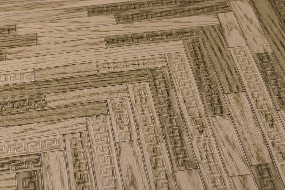             VERSACE Home Tapete elegante Holzoptik – Braun, Beige
        