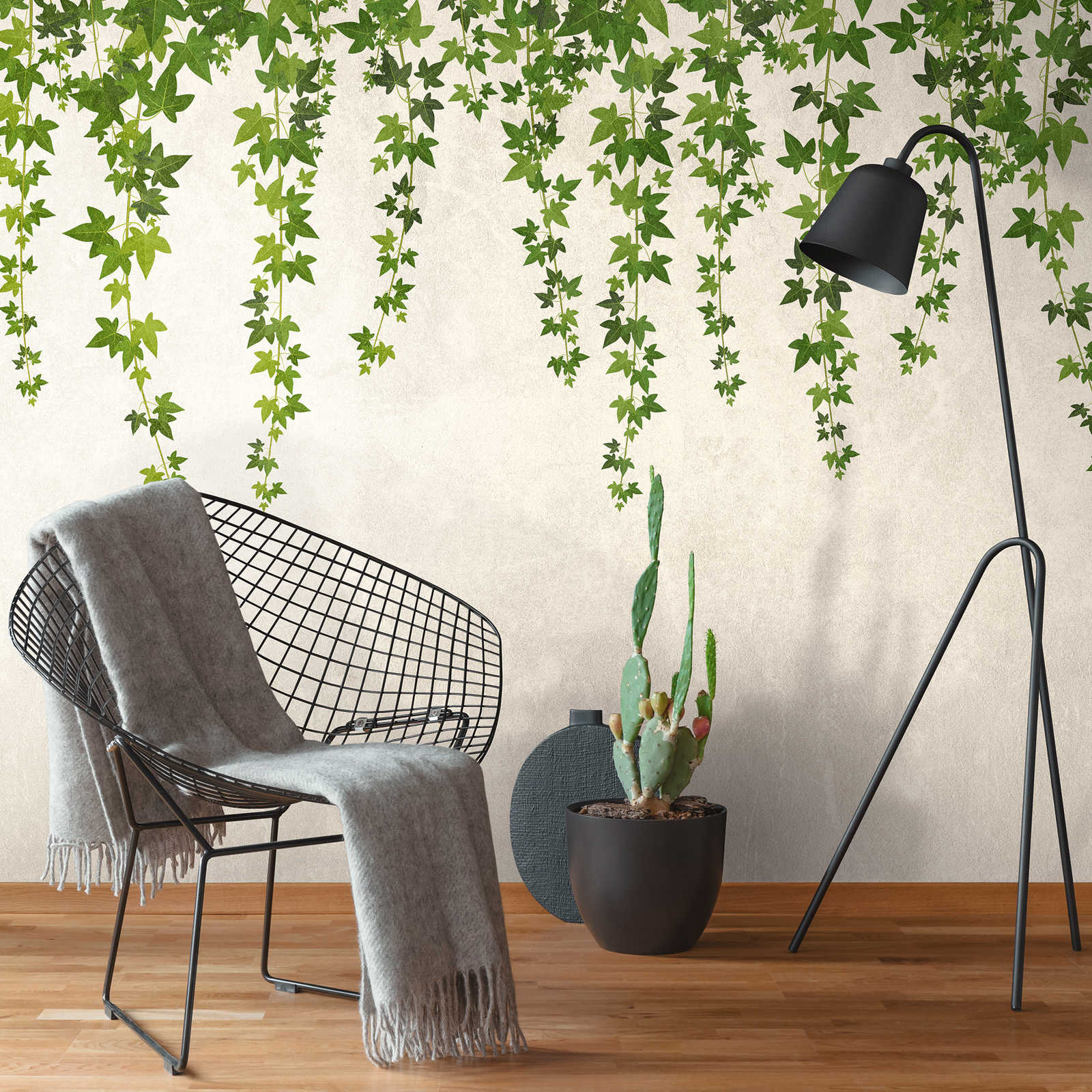         Behang nieuwigheid - motief behang opknoping klimop & betonnen muur
    